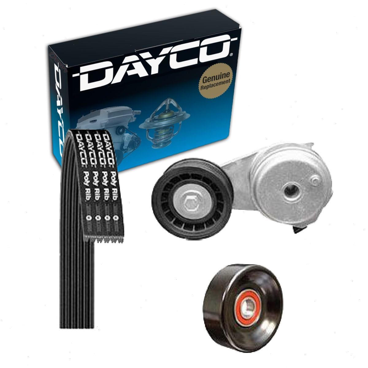Dayco Main Drive Serpentine Belt Drive Component Kit compatible with Ford Mustang 4.0L V6 2005-2010