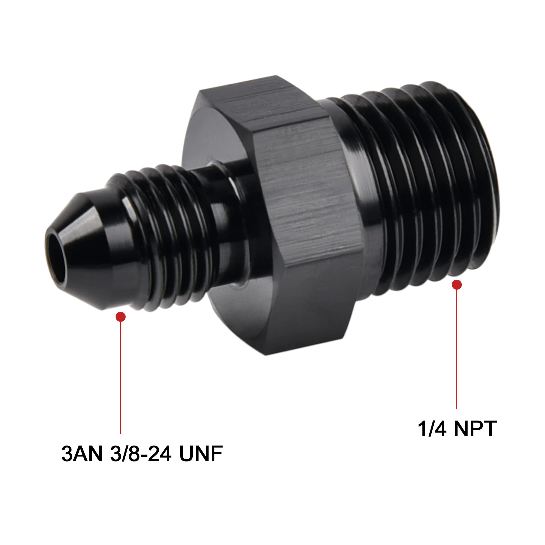 Evil Energy 3An Male Flare To 1/4'' Npt Pipe Fitting Adapter Aluminum Straight Black