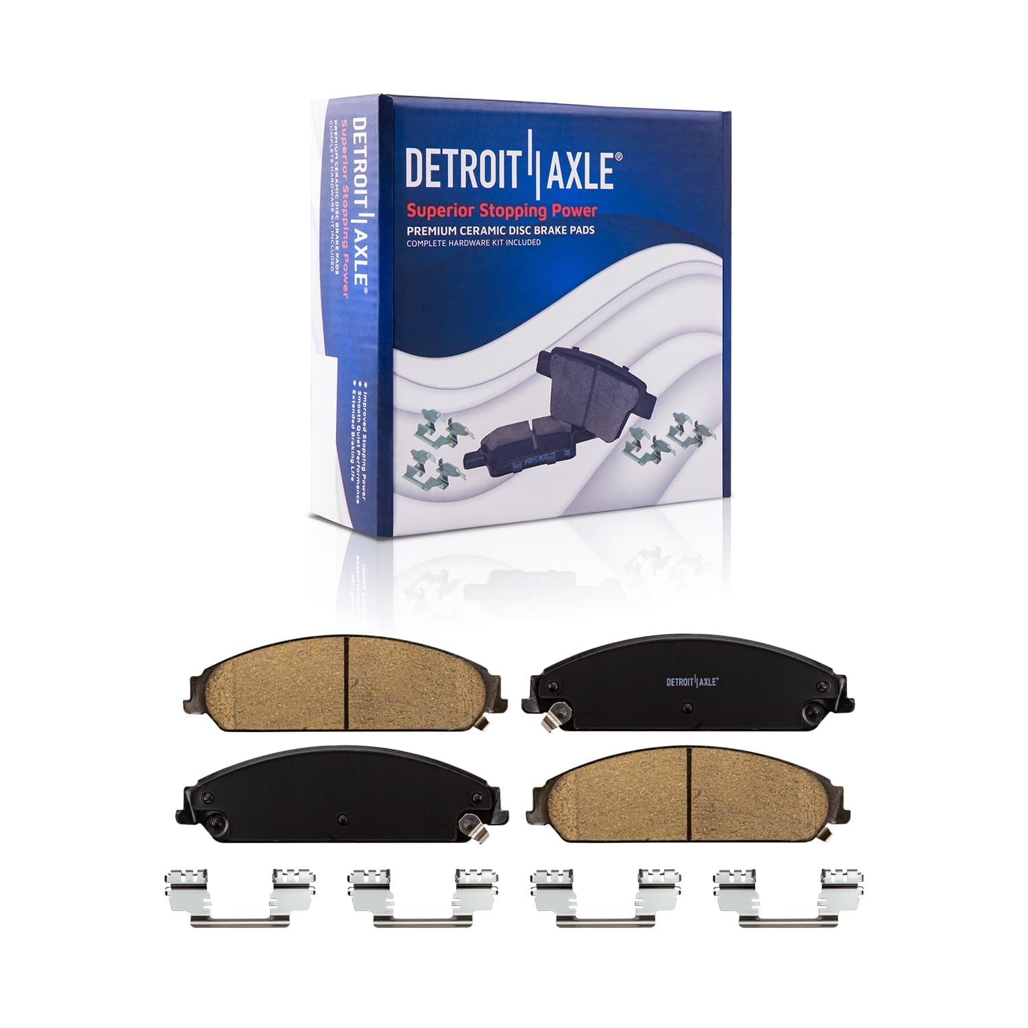 Detroit Axle Brake Kit - Drilled & Slotted Rotors with Ceramic Pads for Chrysler 300, Dodge Charger, Challenger, Magnum - Front 13.58", Rear 12.60"