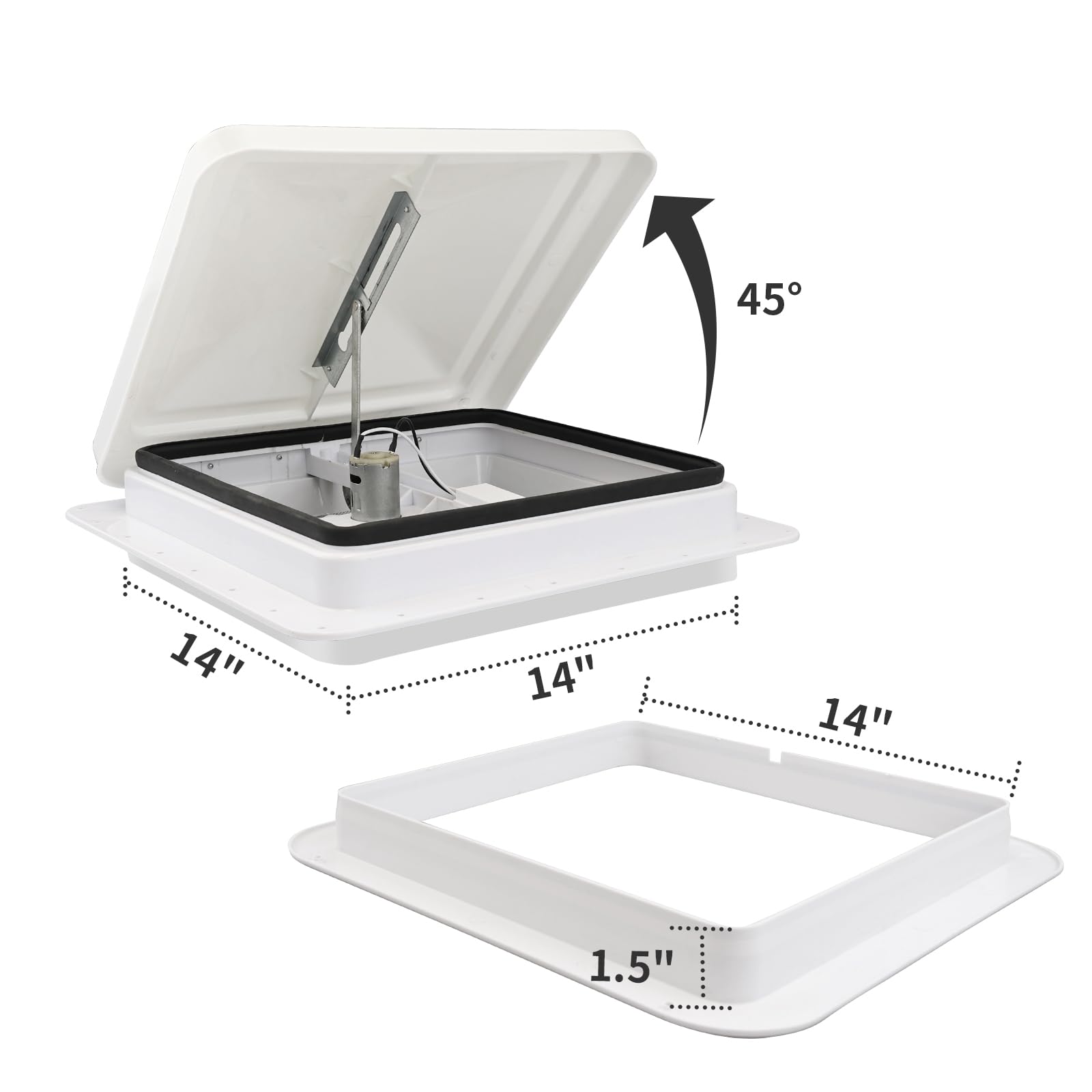 RVMATE 14'' Roof Vent Fan for RV/Camper/Trailer, White With 12V Fan 6'' Blades