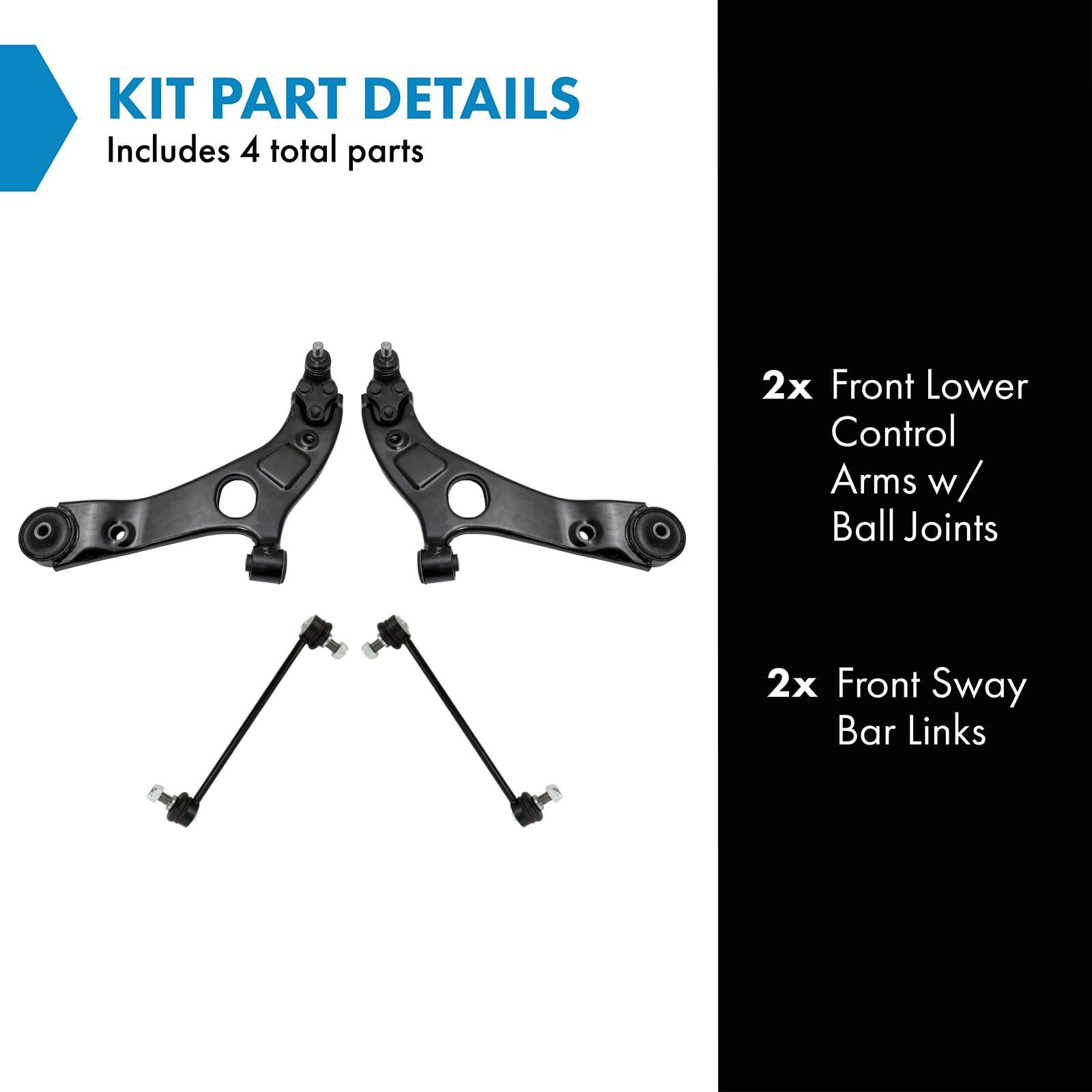 Trq Front Suspension Kit Control Arm With Ball Joint Sway Bar Stabilizer Link Compatible With 2012-2014 Hyundai Azera Sonata 201