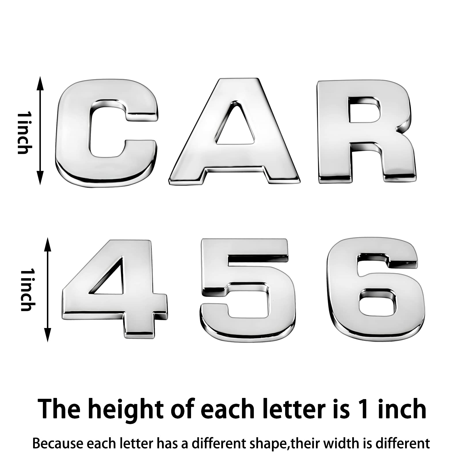 Lamoutor 43Pcs Chrome Car Emblem Letters Sticker Set - Plastic, A-silver, DIY Badge Decals, Model: Lamoutor-emblem letters