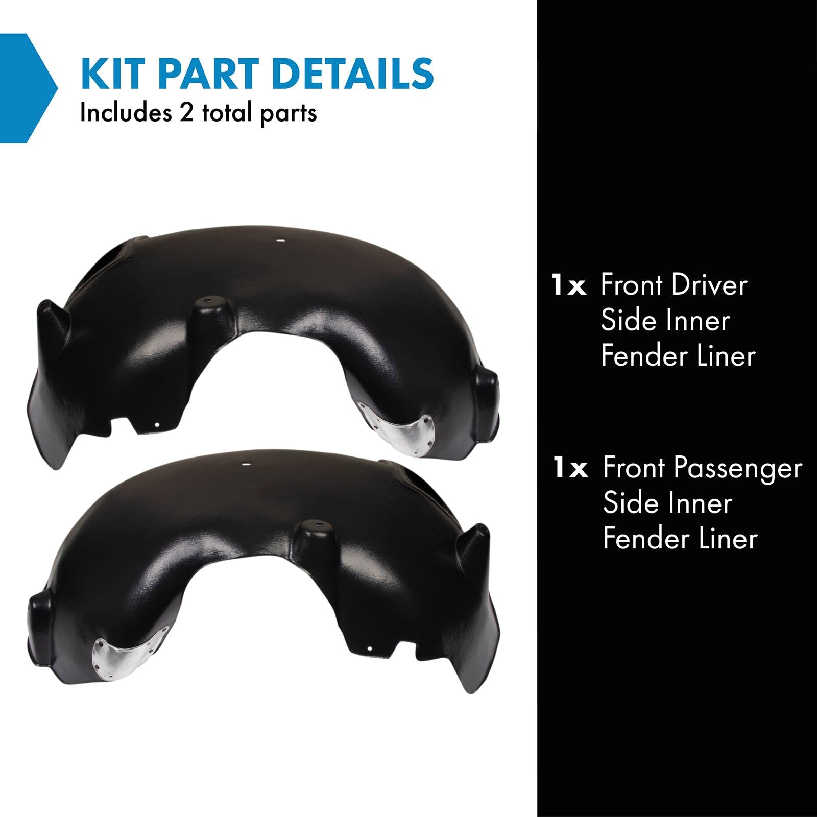 Trq Front Inner Fender Liner Set Compatible With 2004-2006 Dodge Durango Ch1250123 Ch1251123