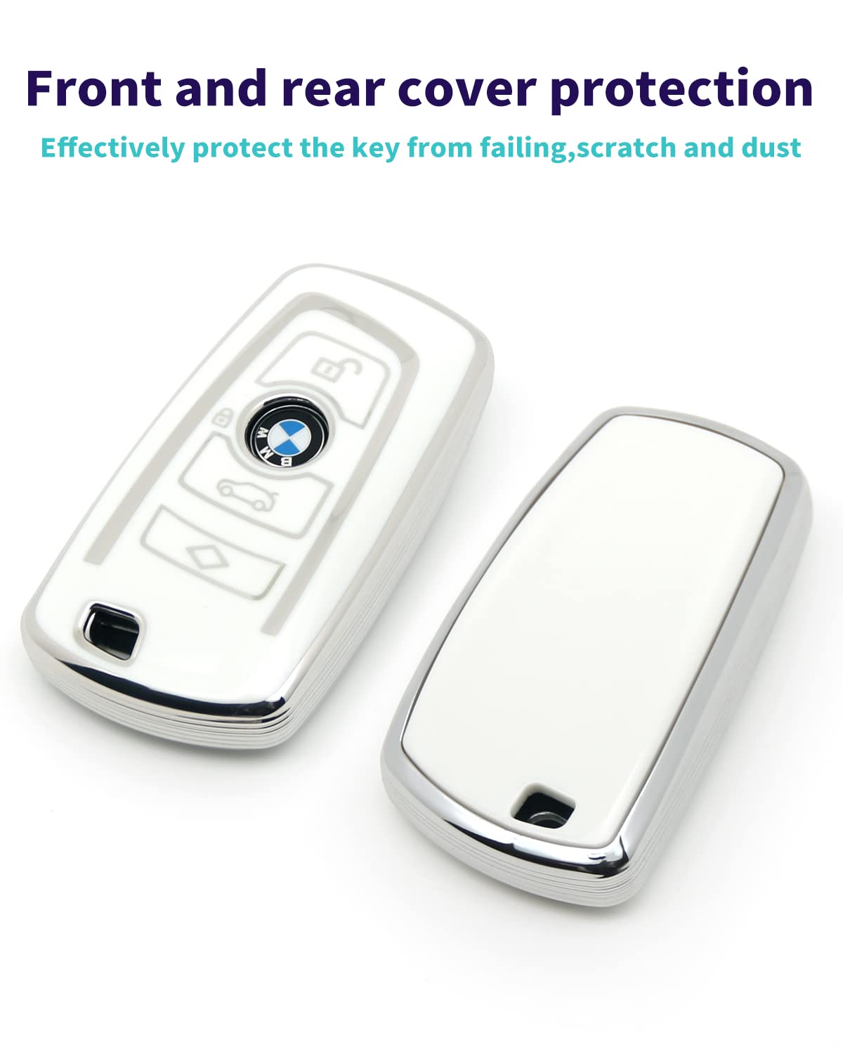 HAOYOUMEI TPU Key Cover for BMW 1 2 3 4 5 6 7 X1 X3 X4 X5 M5 M6 - Type A, White
