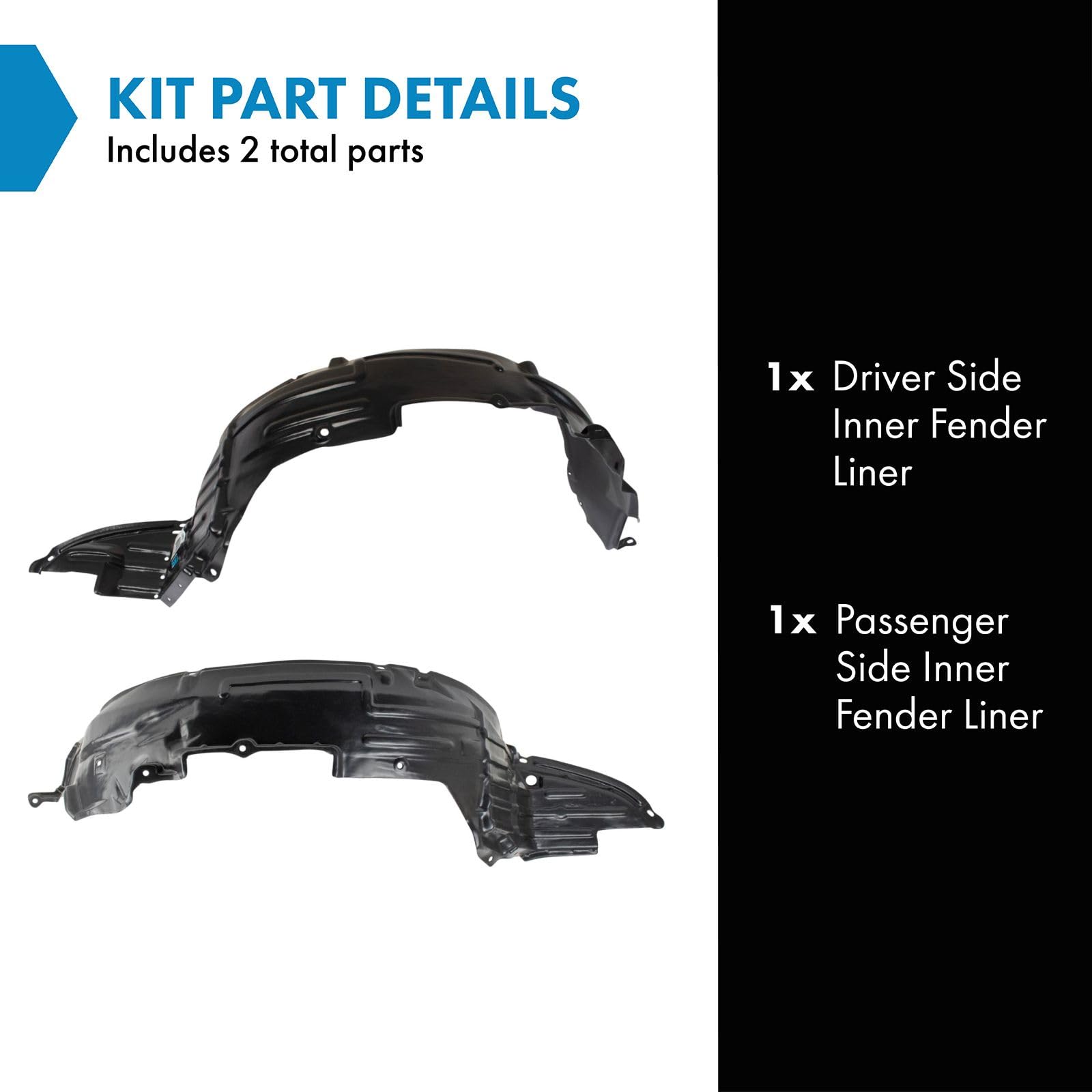 Trq Inner Fender Liner Set Compatible With 2006 Nissan Altima Ni1249115 Ni1250113