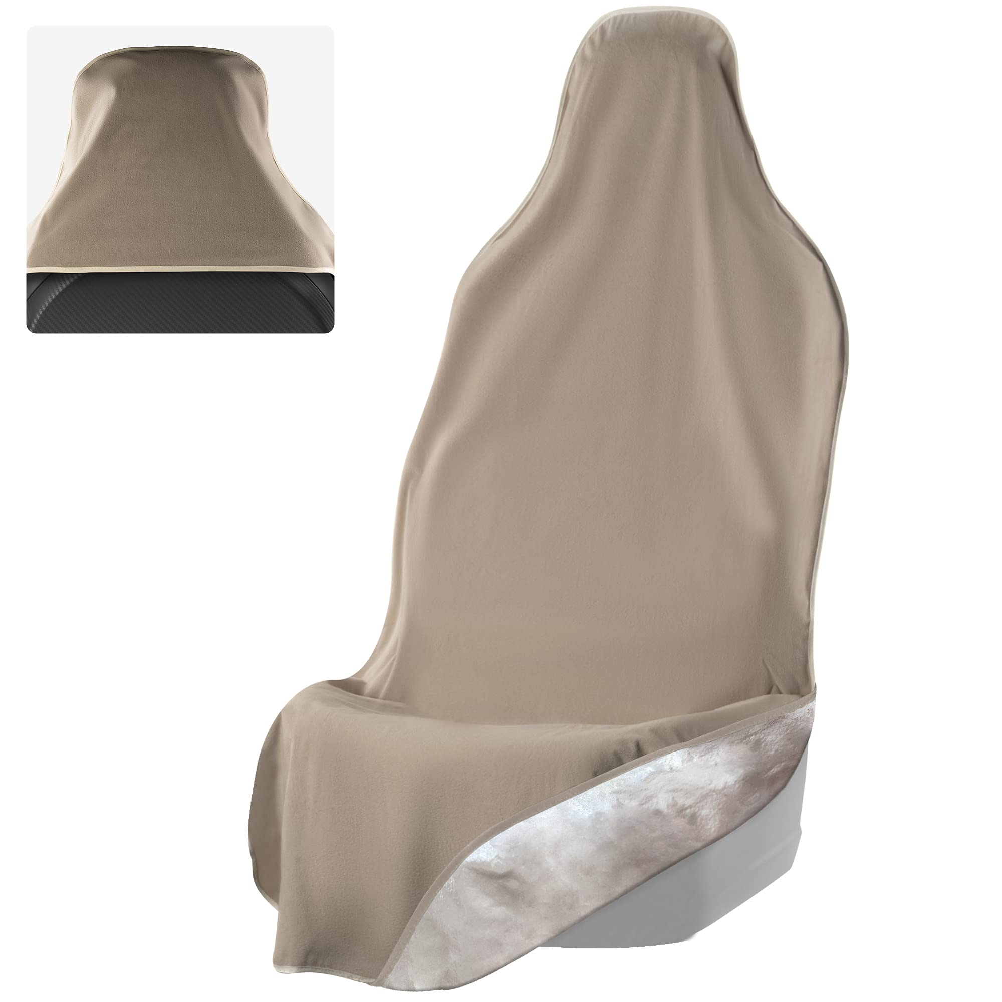 Elitesport Front Seat Cover, Universal Fit Waterproof, Sweatproof, Odor-Resistant, And Machine Washable Car Seat Protector With Non-Slip Underlayer For Pet, Travel, And Outdoor Adventure, Tan