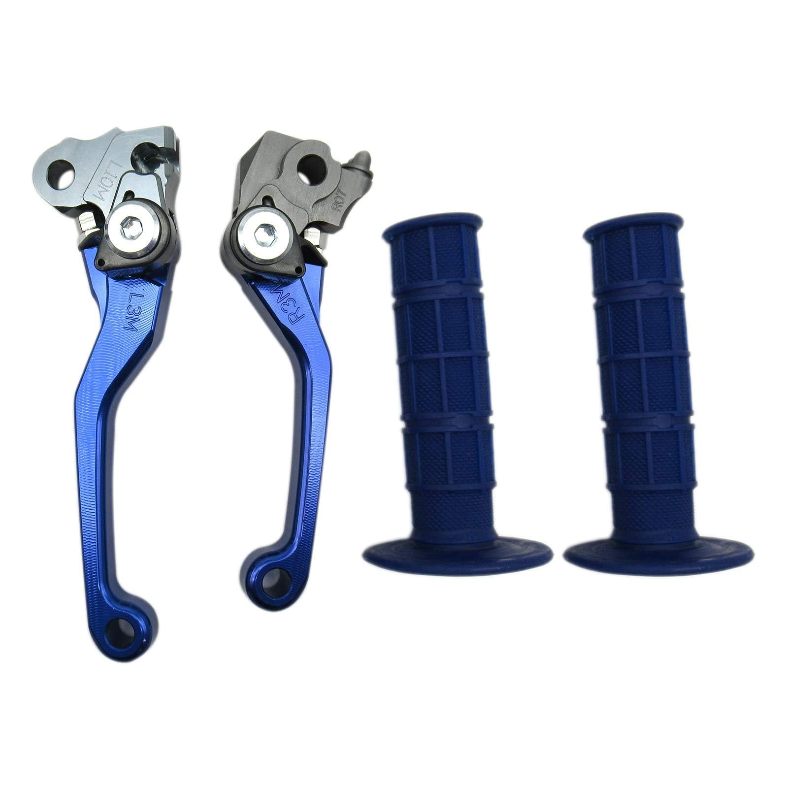 USonline911 Blue CNC Motorcross Dirt Bike Pivot Brake Clutch Levers Set for Yamaha TTR125/LW/E 1993-2015 w/ 7/8'' 22mm Rubber Ha