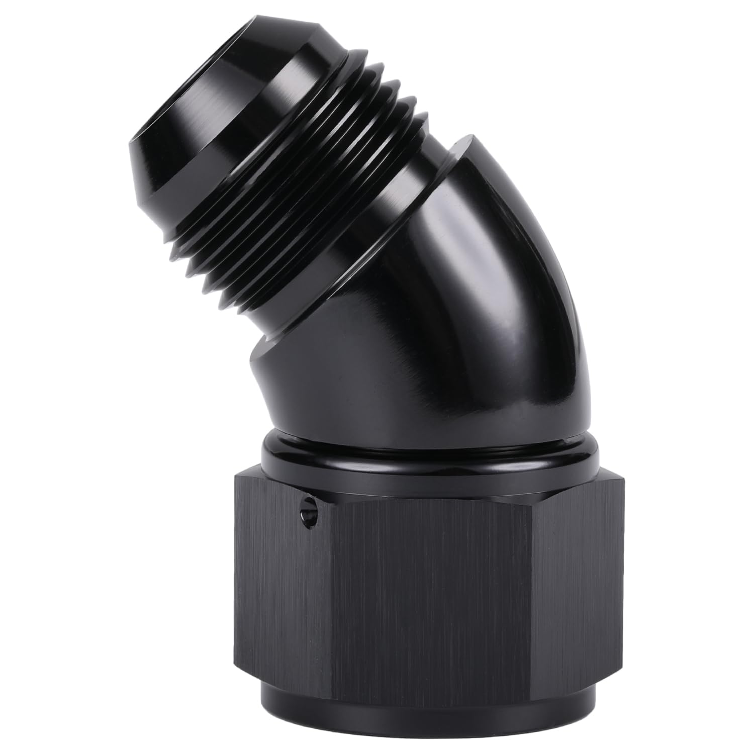 Podavelle 45 Degree 16An Male To 16An Female Swivel Full Flow Fitting Adapter Coupler Aluminum Black