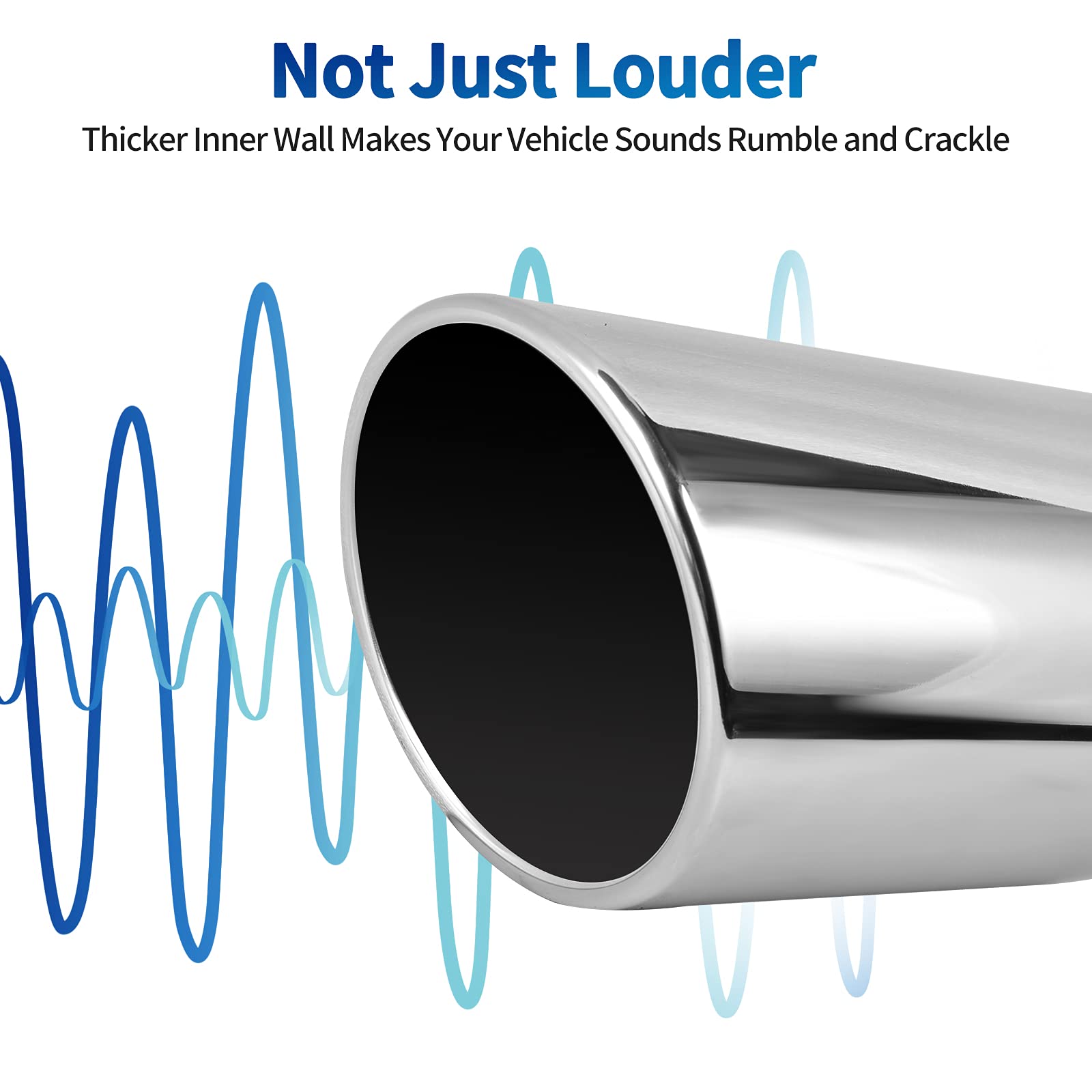 AUTOSAVER88 Exhaust Tip, 3" Inlet 6" Outlet 15" Long, Silver Stainless Steel Tailpipe, Model JBBU5EuiP0