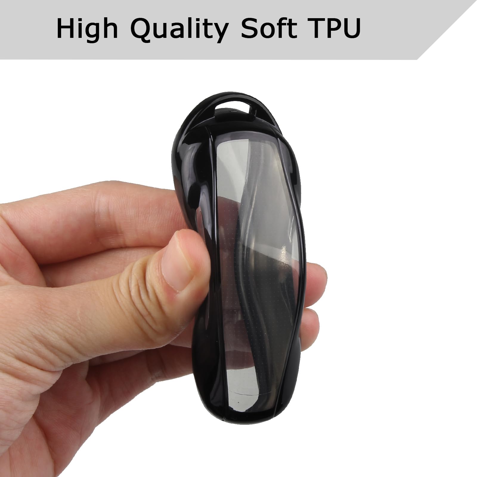 Qbuc For Tesla Key Fob Cover With Keychain Soft Tpu Protection Case Compatible With Tesla Model 3 / Y (Black)