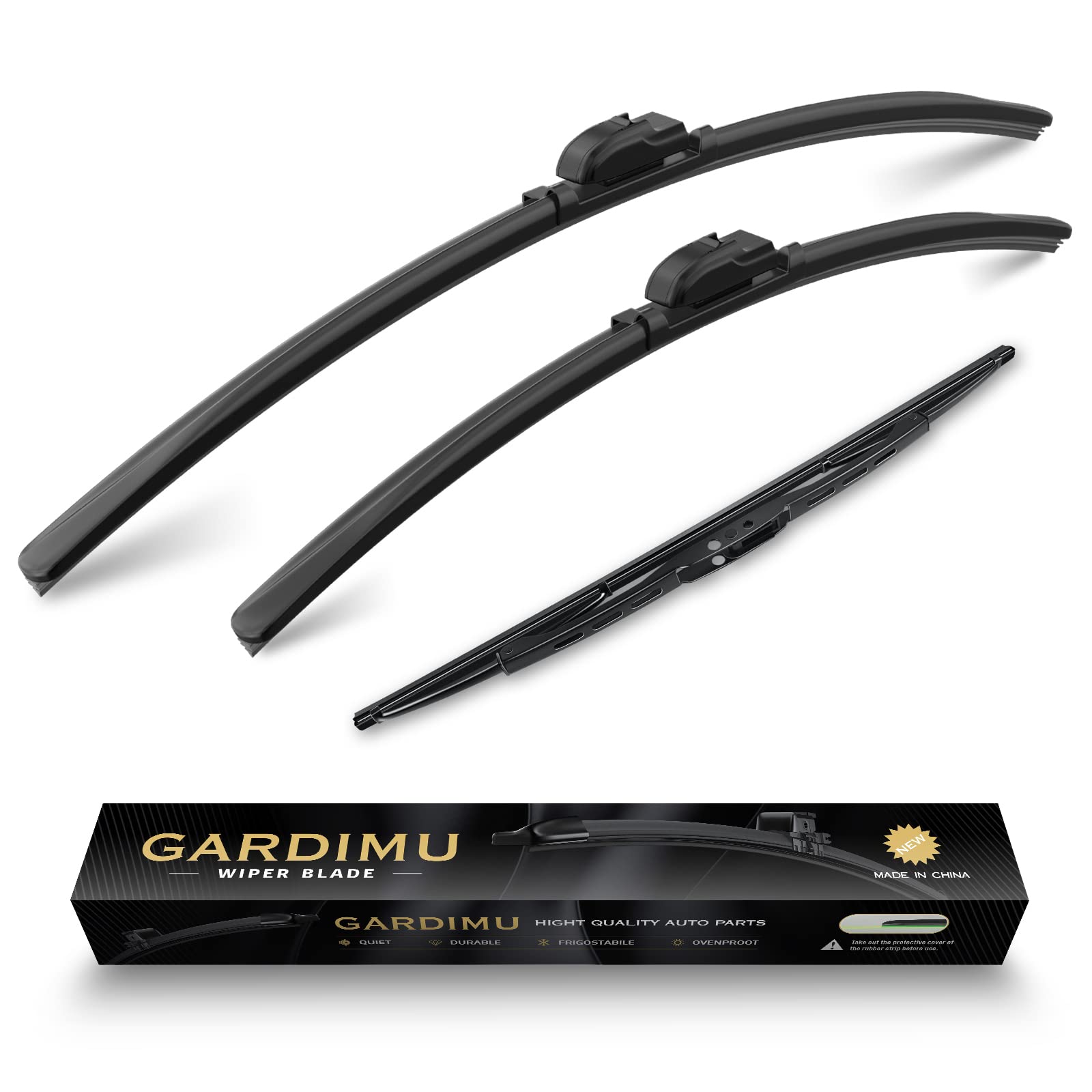Gardimu Front And Rear Windshield Wiper Blades, 3 Pcs Front And Back Windshield Wipers Blades Replacement For Chevrolet/Chevy Eq