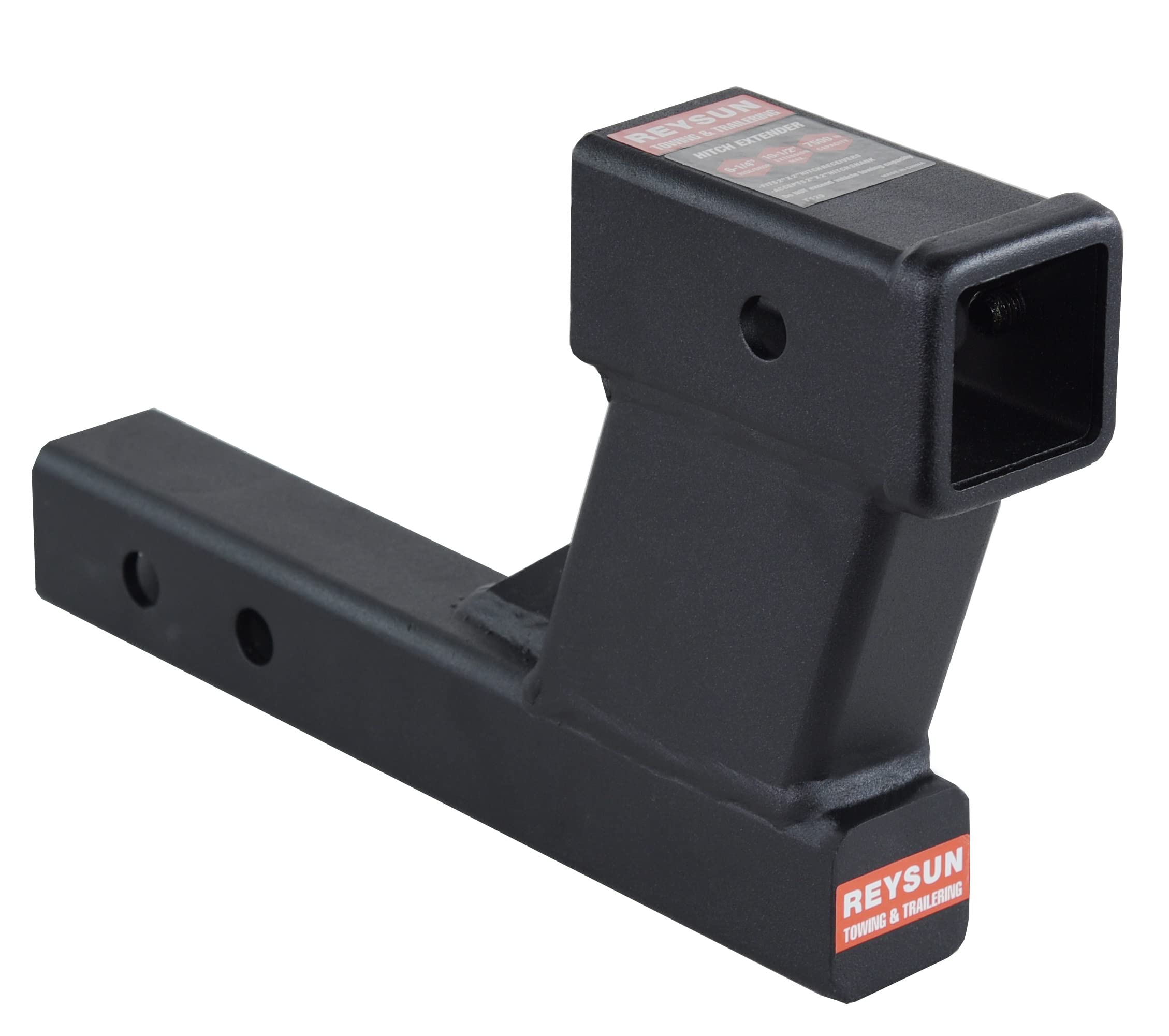 REYSUN 864129 Trailer Hitch Riser with 6-1/4 inch Rise/Drop for 2 inch Receiver Hitch Extension, 2 inch Shank, Matte Black