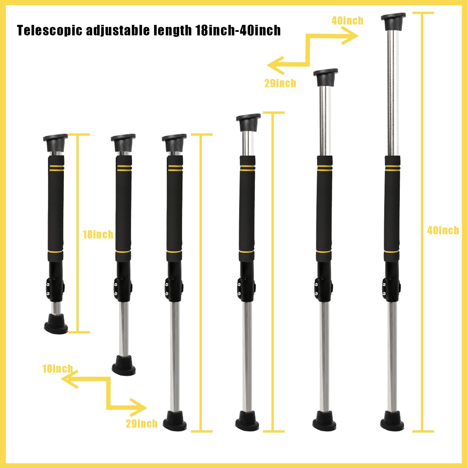 Telescopic Engine Hood Support Rod, 29 to 40-inch Hood Prop Rod for Car Made of Stainless Steel Pipe and Comfortable Sponge Hand