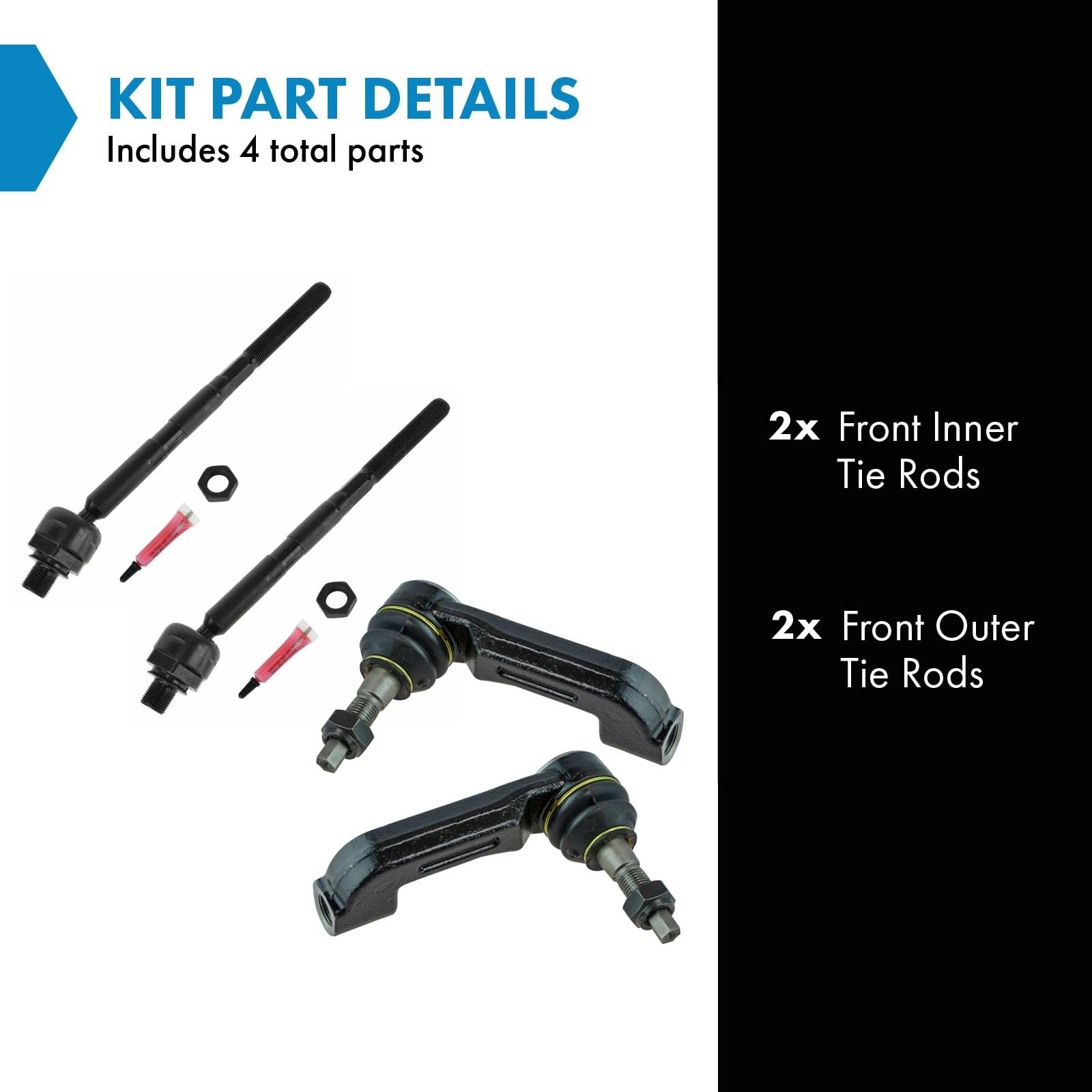 Trq Front Tie Rod Set Compatible With 2008-2011 Dodge Nitro