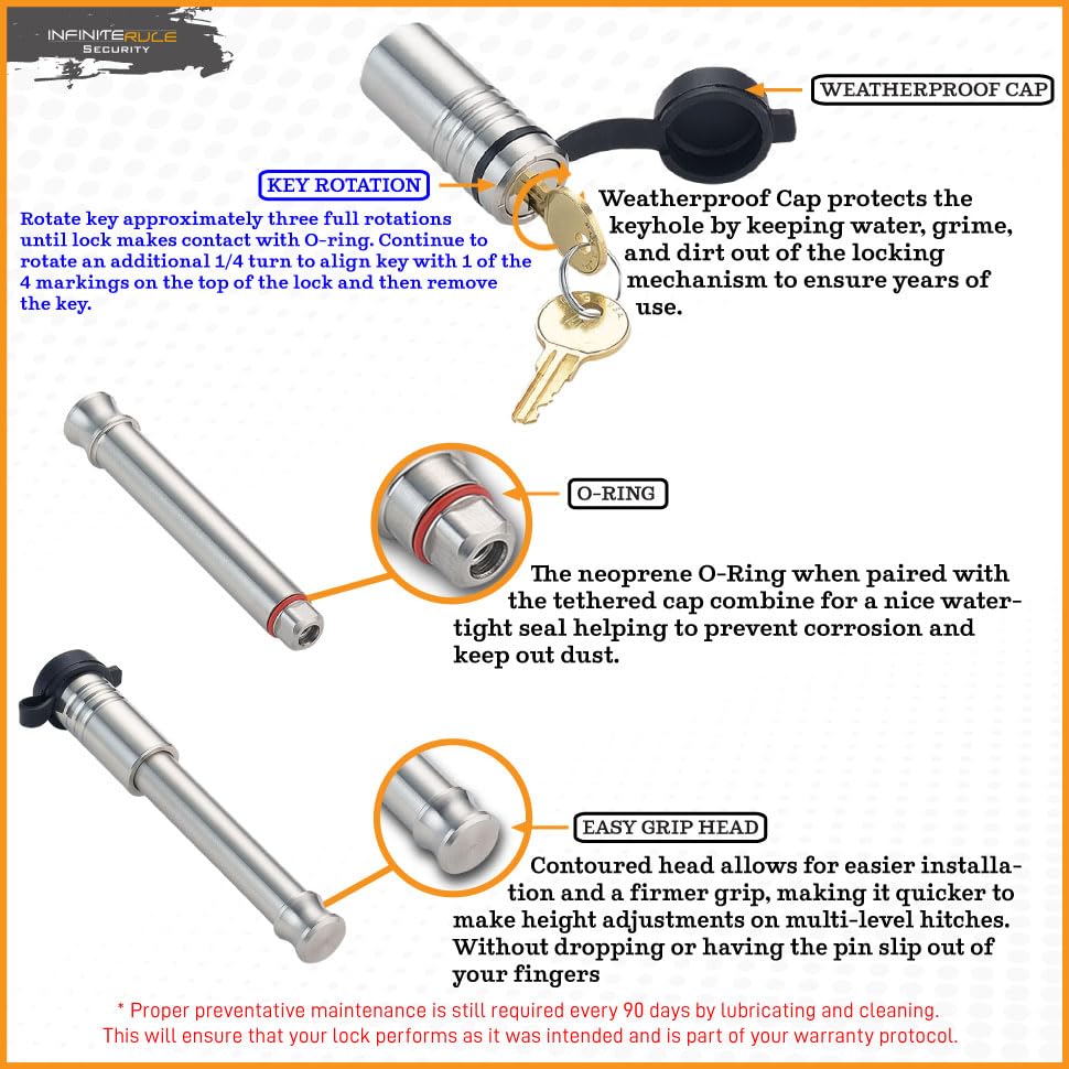 61101 | Single Pack, 1.25'' Receiver Lock, Heavy Duty Hitch Lock Pin, American Made In Usa, Best Truck Accessories - Locking Hit