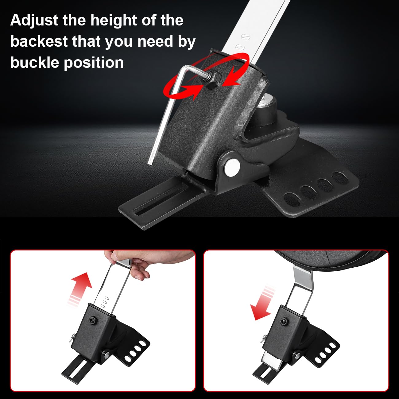 AUFER Adjustable Driver Backrest for 1997-2024 Touring Models, Double Line Style, Chrome, Black Metal Finish