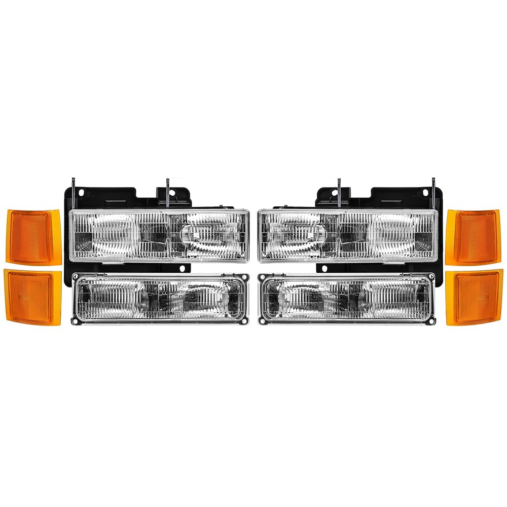 EPIC LIGHTING OE Spec-B Replacement Halogen Headlights Signal Lights Side Markers Black Trim Compatible with CHEVROLET 94-00 BLA