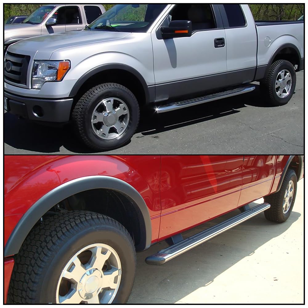 IKON MOTORSPORTS Fender Flares, Compatible With 2009-2014 Ford F150 (NOT FIT PLATIUM & RAPTOR), Factory Style Unpainted Black 4P