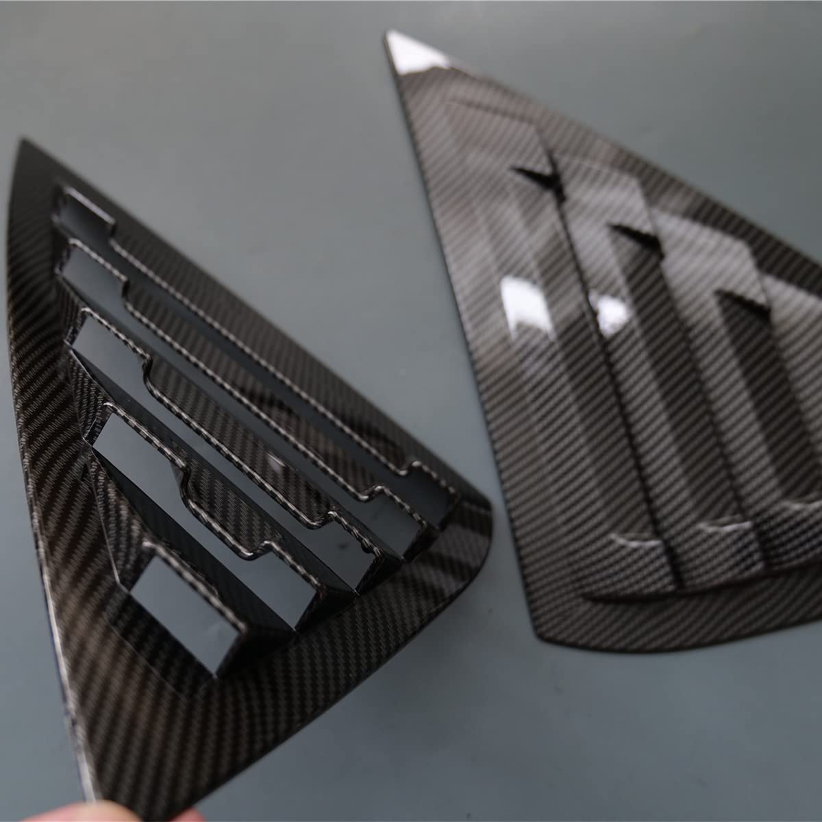 Ziwen 2X Sport Style Carbon Fiber Print Quarter Window Scoops Louvers for Nissan Sentra 2013-2019 - ABS Plastic, Carbon Fiber Print