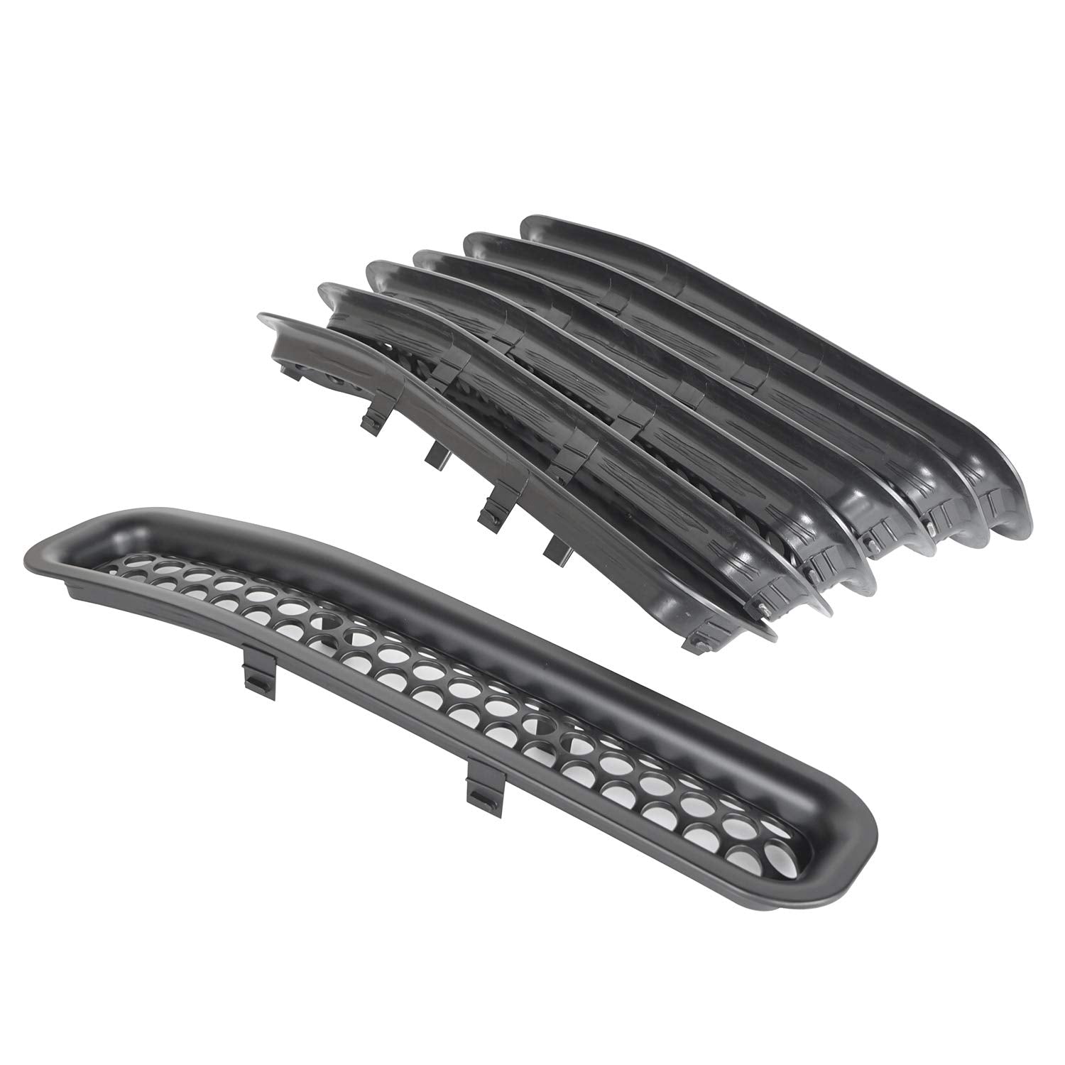 Hooke Road Black Front Grill Mesh Inserts Clip-In Honeycomb Grille Guards For 1997-2006 Jeep Wrangler Tj & Unlimited (Pack Of 7)