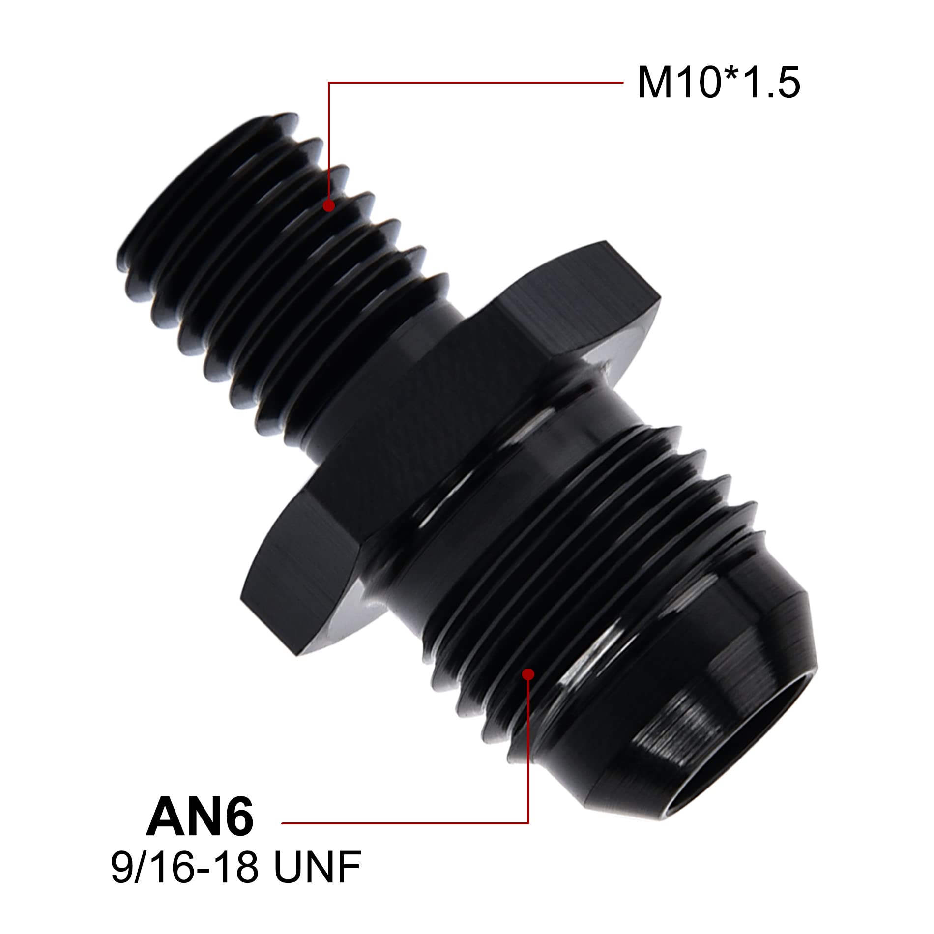 Evil Energy 6An Male Flare To M10 X 1.5Mm Male Metric Fitting Adapter Aluminium Alloy 2Pcs
