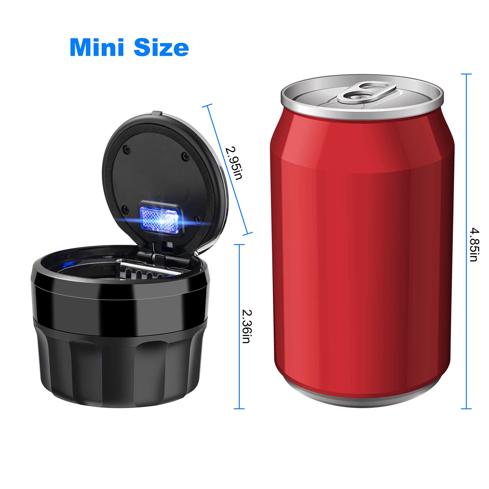 Solarxia Car Mini Ashtray With Lid Easy Clean Up Detachable Auto Ashtray For Most Car Cup Holder Home Office