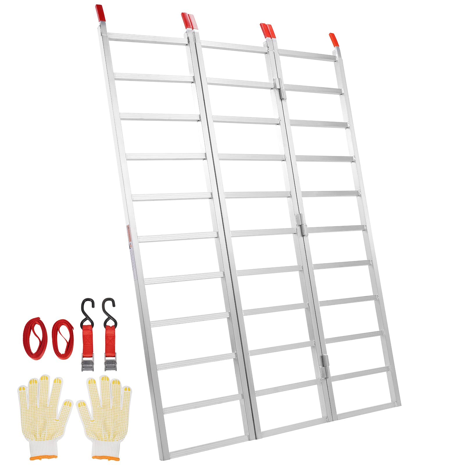 VEVOR Aluminum Ramps, 1500 lbs, Folding Loading Ramp with Load Straps, Tri-Fold Ramp for Motorcycles,UTVs, ATVs, Trucks, Lawnmow