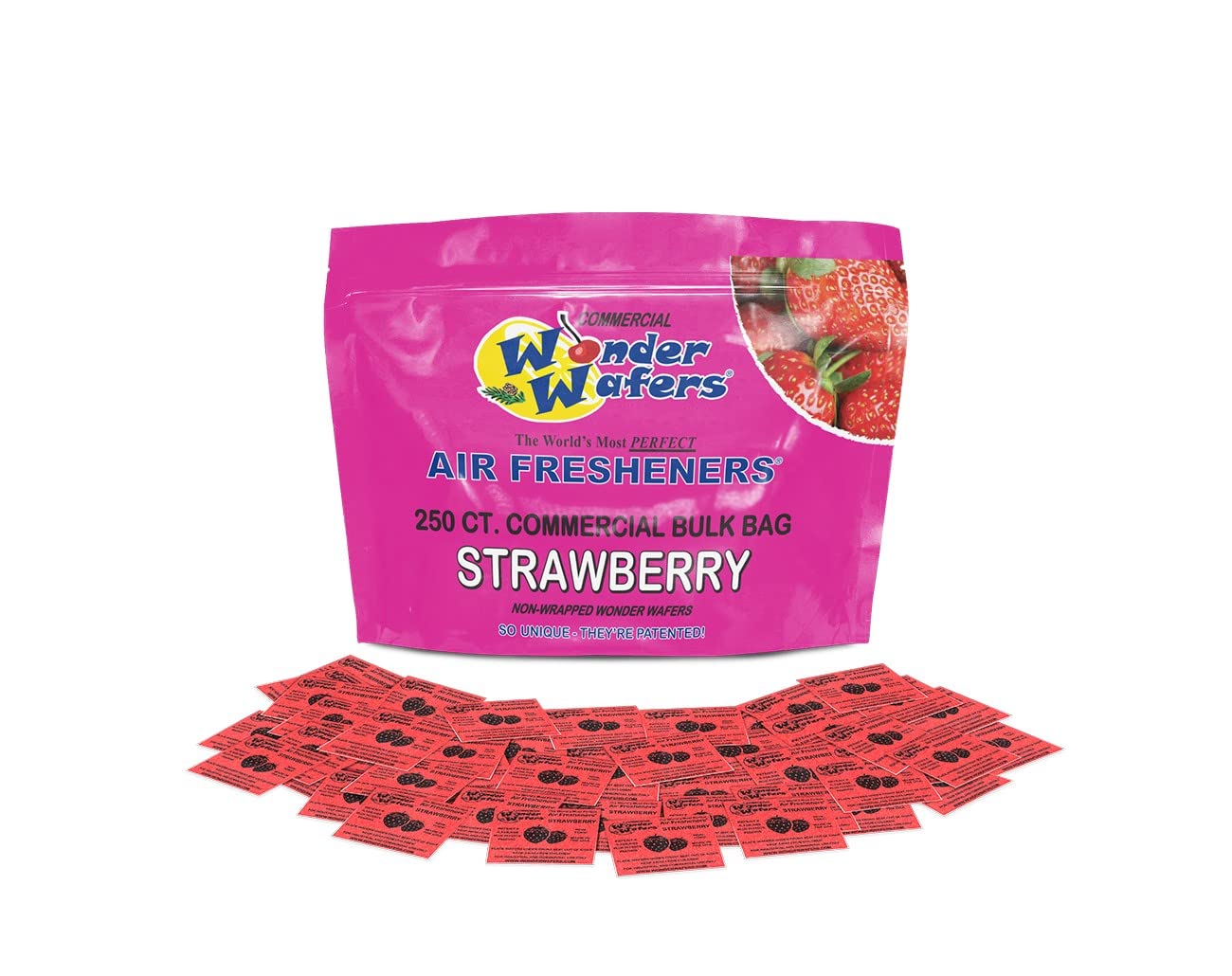 Wonder Wafers Air Fresheners - 250 Count Unwrapped Strawberry for Cars & Trucks