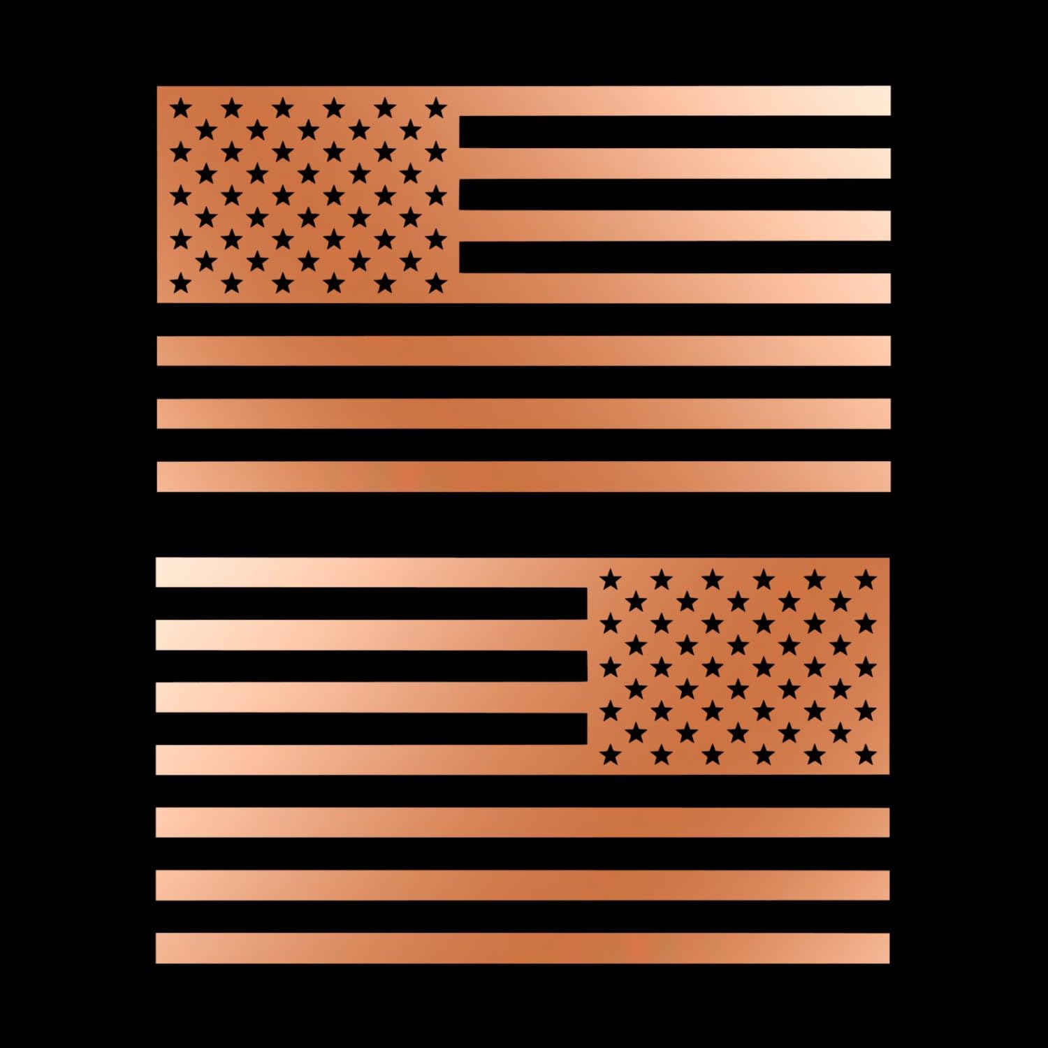 American Us Flag [Pick Color/Size] Vinyl Decal Sticker For Laptop/Car/Truck/Window/Bumper (5In Subdued Pair, Metallic Copper)