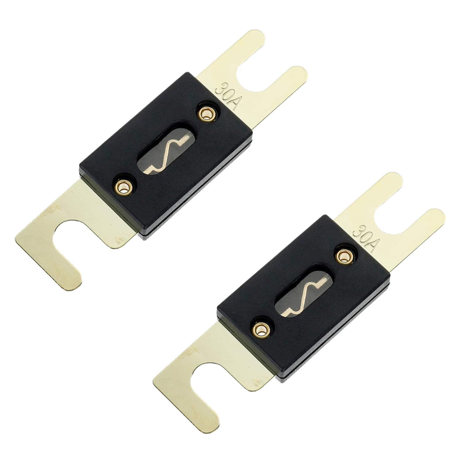 BOJACK ANL Fuse Holder with 30 Amp Fuses for 0/2/4 Gauge Conductor, Black, Model BOJACK-xxxx, Pack of 2