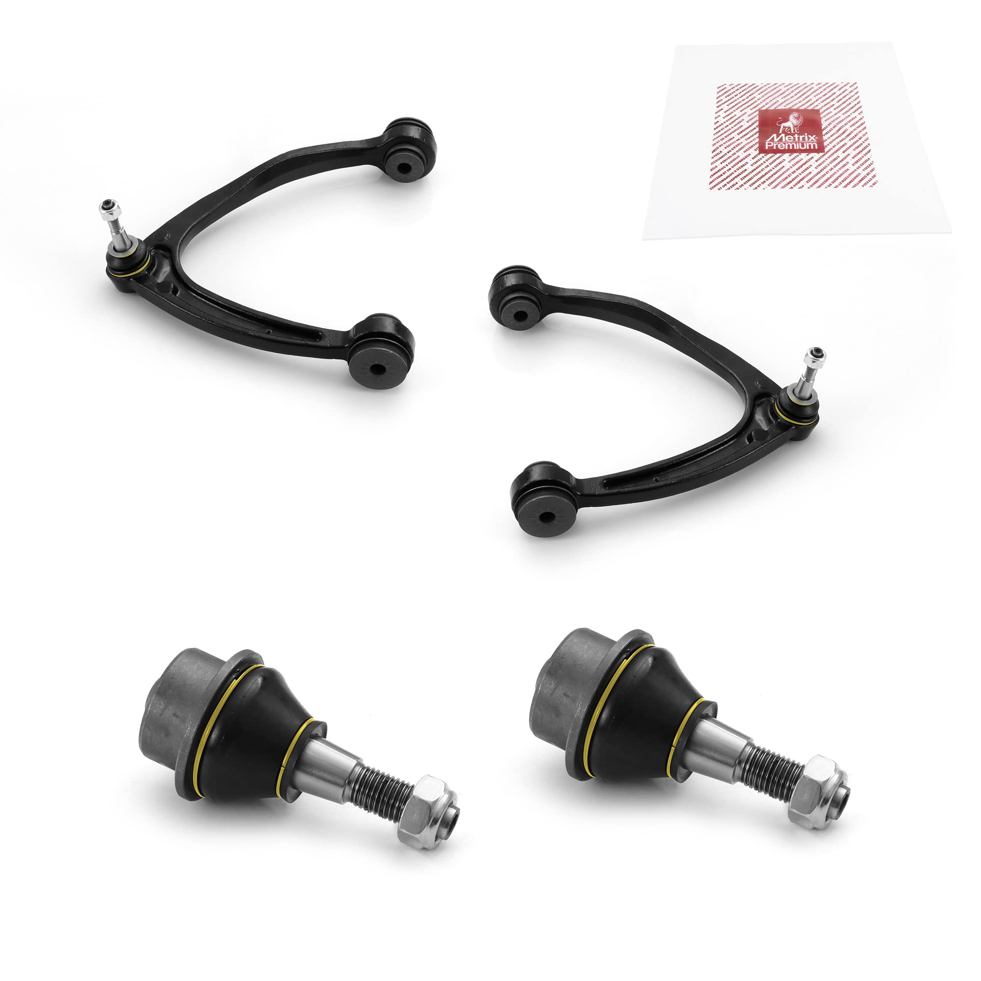 Metrix Premium Chassis Parts - 4 Pc Front L/R Upper Control Arm & Front Lower L/R Ball Joint Kit Fits 07-14 Cadillac Escalade Es