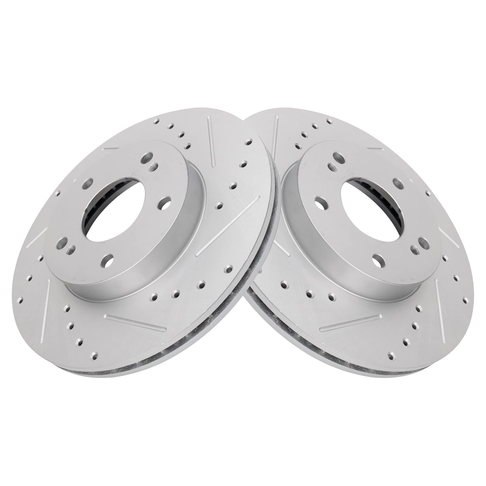 Trq Front Performance Brake Rotors Set Premium G-Coated Cross Drilled & Slotted Compatible With 1996-1999 Infiniti I30 1989-1999