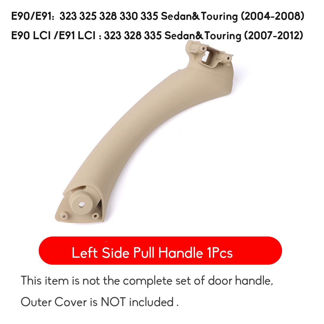 Jaronx Left Side Door Pull Handle For Bmw 3 Series E90/E91, Left Rear Door Handle Inner Part Door Support Bracket Door Panel Handle (Fits:Bmw 323 325 328 330 335 2004-2012)(Beige)