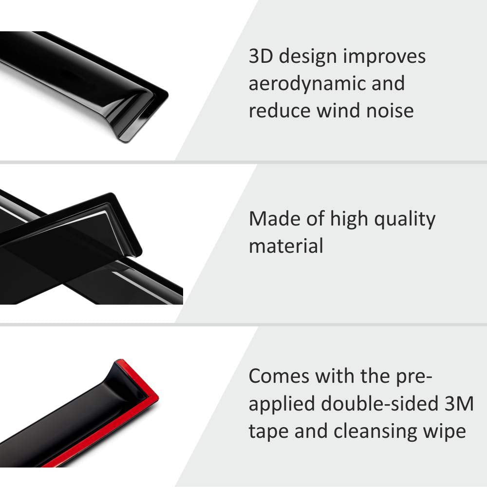 Voron Glass Tape-On Extra Durable Rain Guards For Ford Explorer 2020-2025, Window Deflectors, Vent Window Visors, 4 Pieces - 120