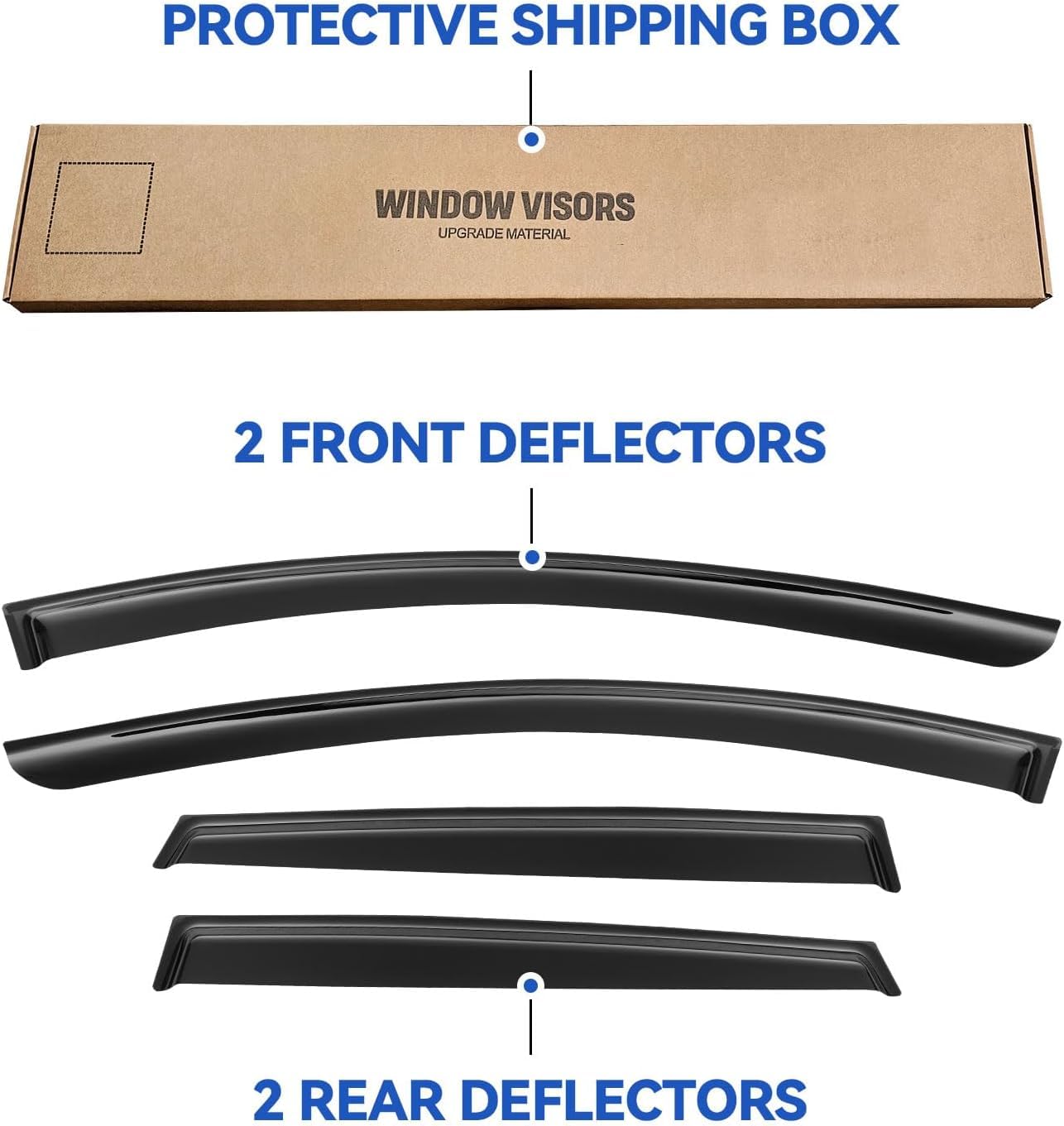 YQAUTEC Window Visors Rain Guards for 2015-2024 Nissan Murano, Black Out-Channel Wind Deflectors, Model YD-271-PP