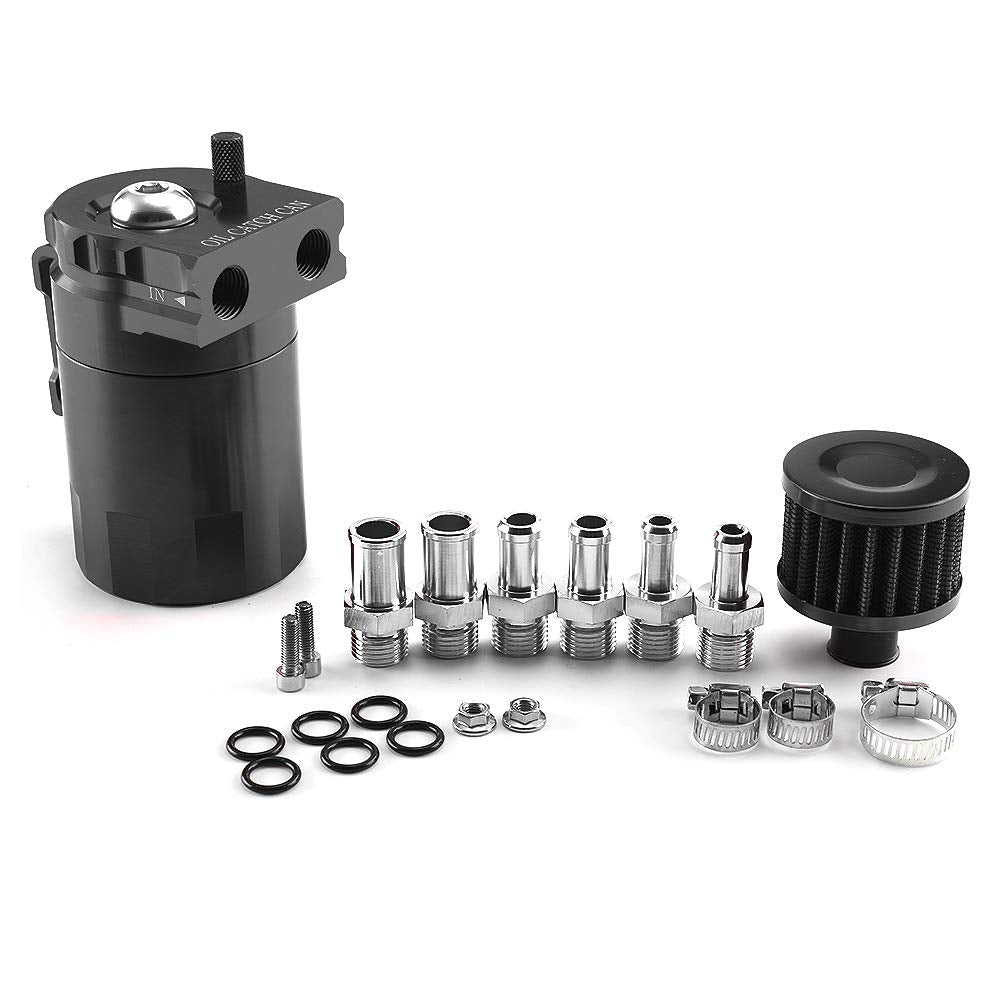 Aiuphing Oil Catch Can Kit, Universal 300Ml Aluminum Oil Collector Tank With Air Filter,Hose And Other Accessories (Black)