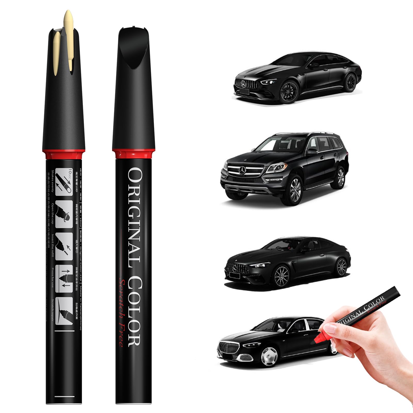 Carhoo 188/6188 Verde Silver Metallic Compatible With Mercedes-Benz Exact Match Touch Up Paint Pen, Car Scratch Remover for Nick