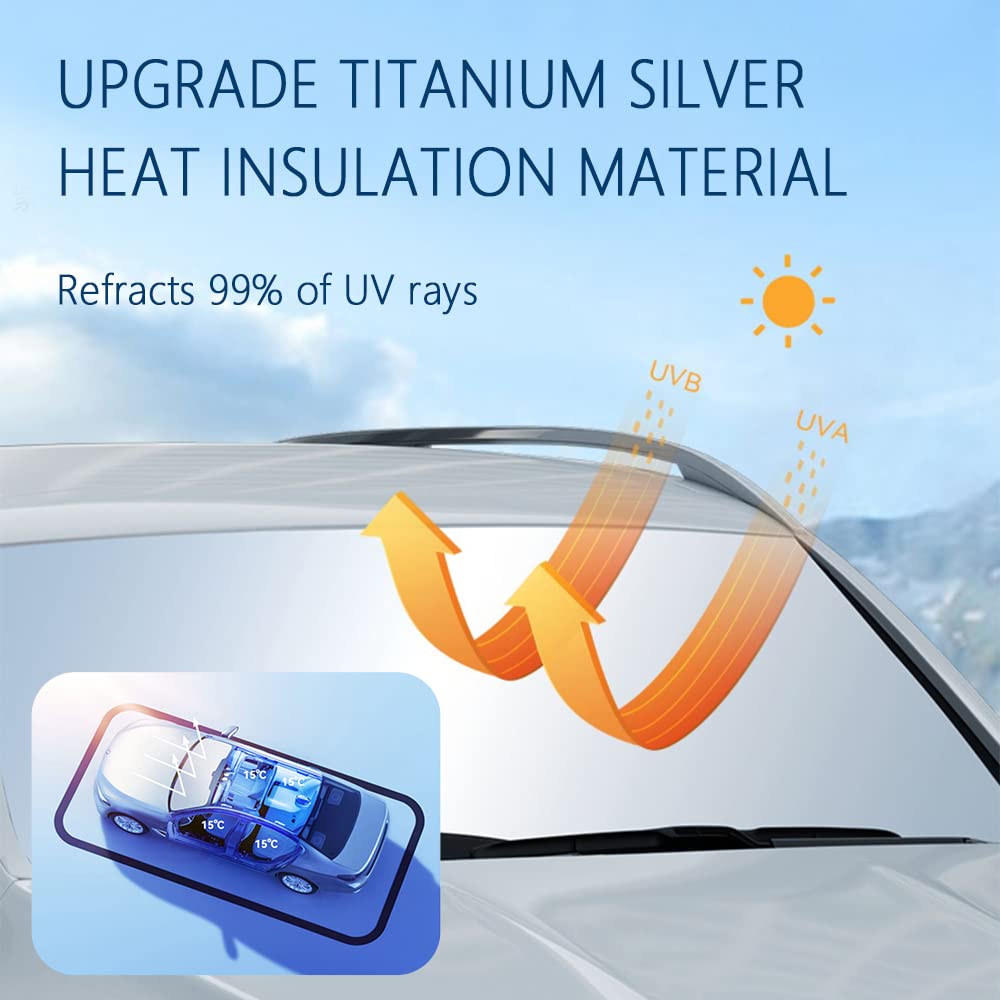 240T Thickened Automotive Glass Sunshade And Comes With Storage Bag,Keep Car Interior Cool,Windshield Sun Shade Fit For Small Cars(M(55.12 * 27.6 Inch)
