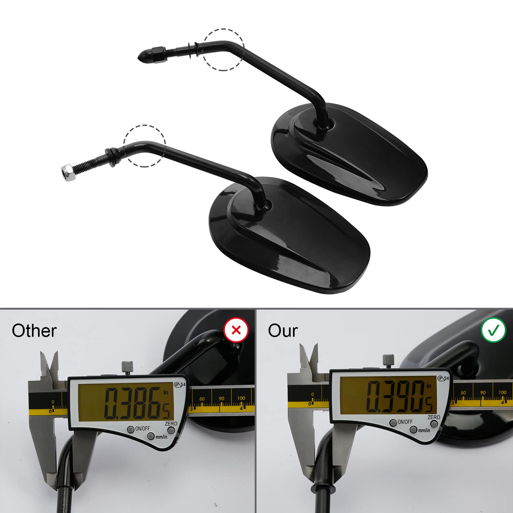 Slmoto Matte Black Sportster Mirrors, Rear View Mirror For Road King Street Electra Glide Road Glide Dyna Softail Rearview 1982-
