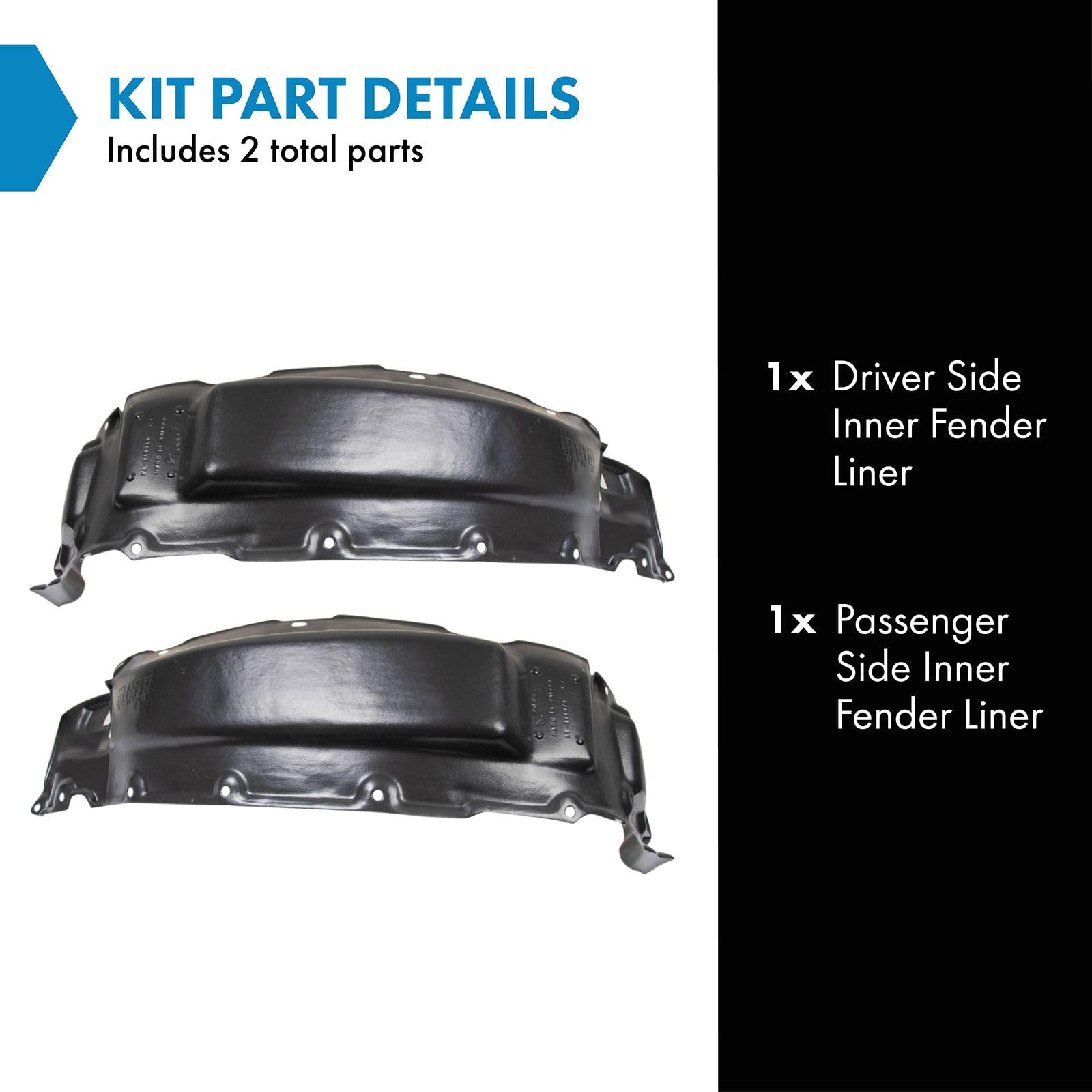 Trq Inner Fender Liner Set Compatible With 1998-2007 Toyota Land Cruiser To1248114 To1249114
