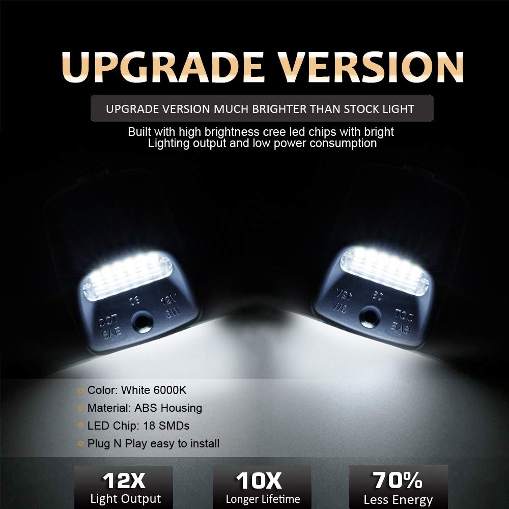 D-Lumina Led License Plate Lights Tag Lamp Assembly Compatible With Toyo-Ta 2005-2015 Tacoma And 2000-2013 Tundra Pickup Truck,
