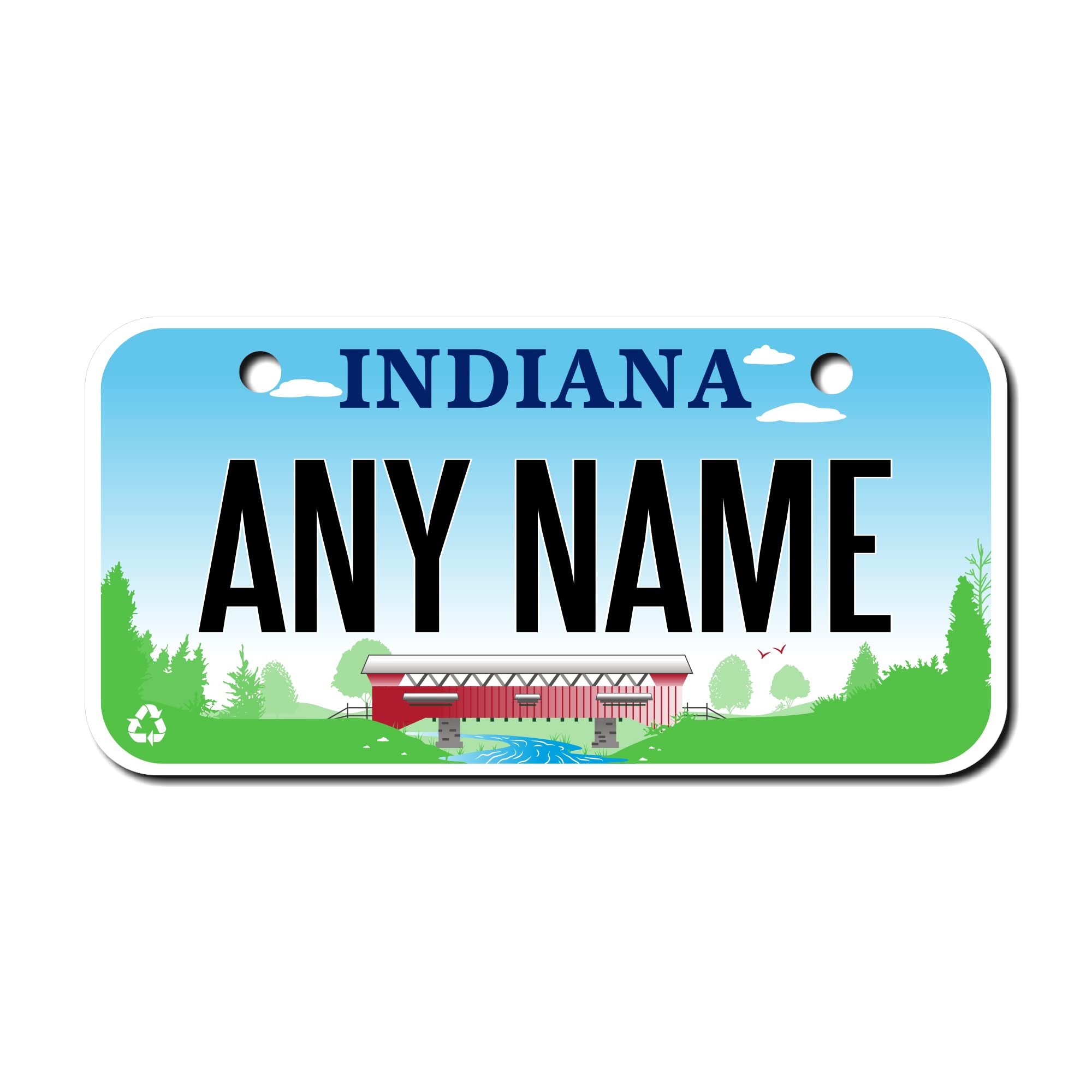 Teamlogo Personalized Indiana License Plate - Sizes For Kid 'S Bikes, Cars, Trucks, Cart, Key Rings Version 3 (3 '' X 6 '' Alumi