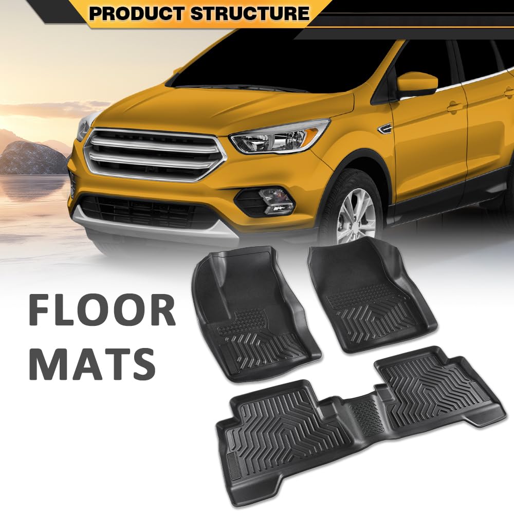 G-PLUS TPE Floor Mats Compatible with Ford Escape 2013-2019/Fit Ford C-Max 2013-2018 All Weather Full Cover Protection 1st & 2nd