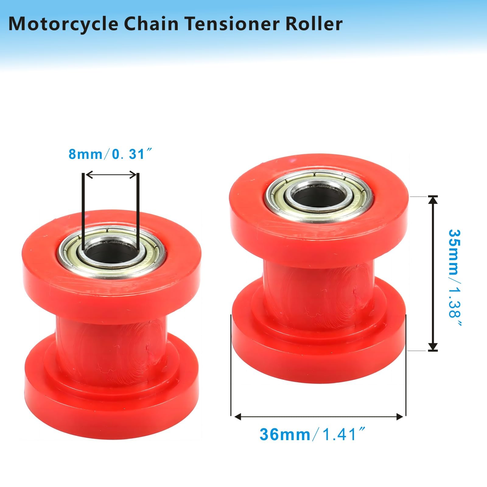Motcoda 8mm and 10mm Chain Roller Pulley Tensioner Wheel Guide Per for Motorcycle Mini Bike Atv 125cc 140cc 160cc SSR XR125 KLX1