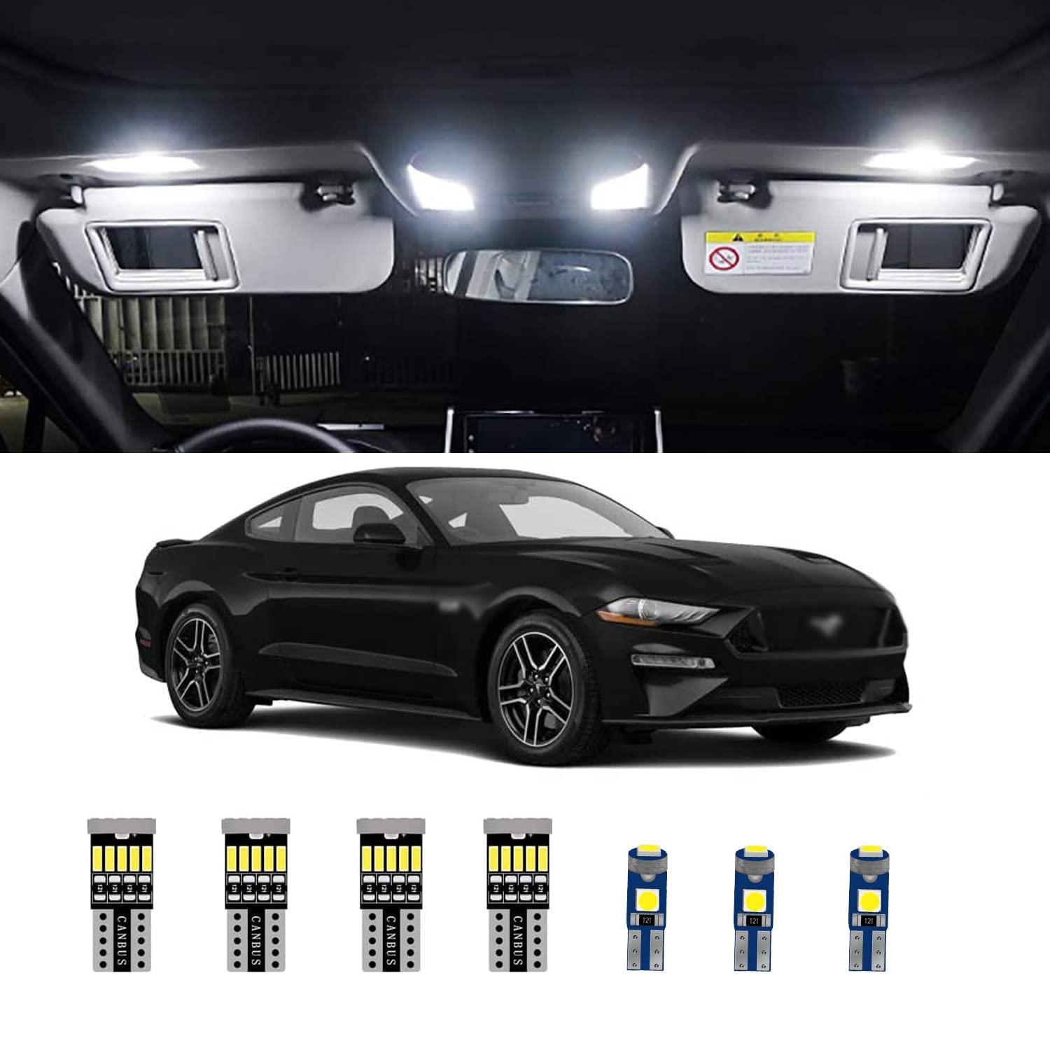 AWALITED 8pcs Interior LED Lights Kit Super Bright LED Map Dome Light Bulbs for Ford Mustang 2015 2016 2017 2018 2019 2020 2021 