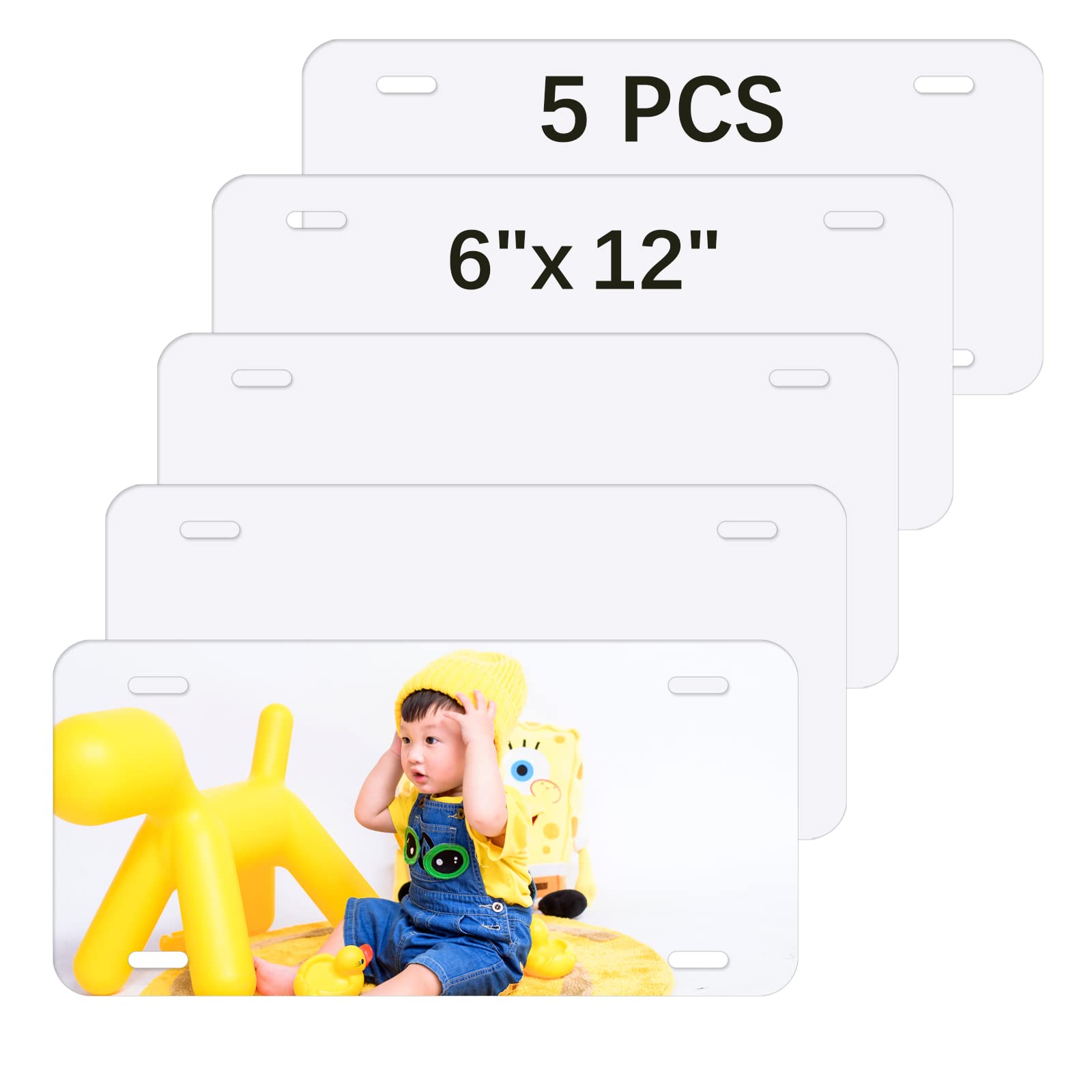 5 Pcs Sublimation License Plate Blanks DIY Picture Sublimation BlankHeat Thermal Transfer Sheet,Metal Aluminum Automotive White 
