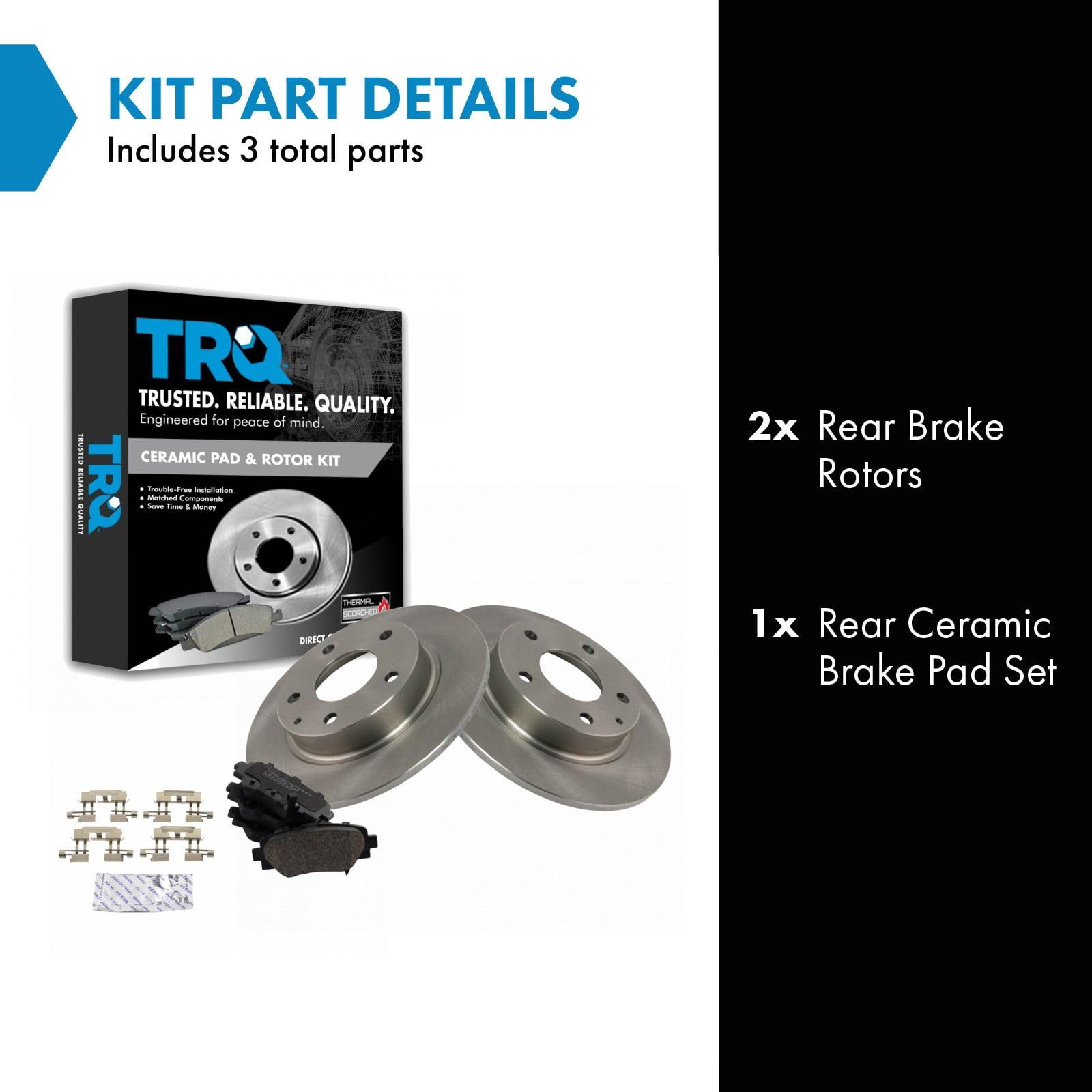 Trq Rear Brake Pad & Rotor Kit Brake Pads Brake Rotor Ceramic Compatible With 2014-2016 Mazda 3