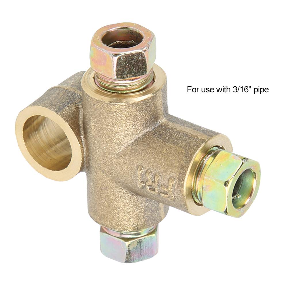 Watris Veiyi 3 Way T-Shape Brake Tee, T-Shape Brake Line Tee Union, Brake Tee Fittings with 3 Male Nuts Short Union M10 Fit for