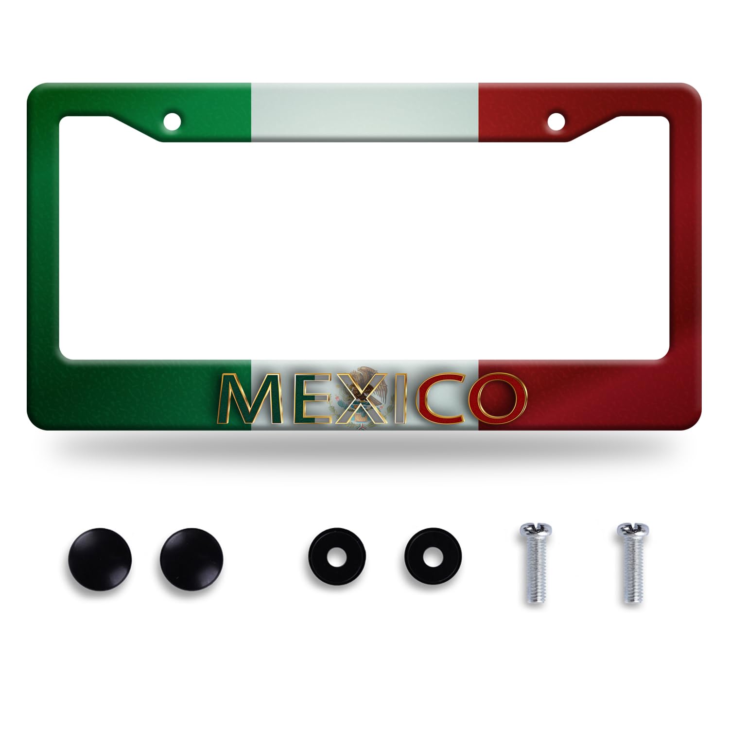 Mexico Flag License Plate Frame Personalise Mexican Funny License Plate Stainless Steel Flag License Plate Holder Car Accessory 