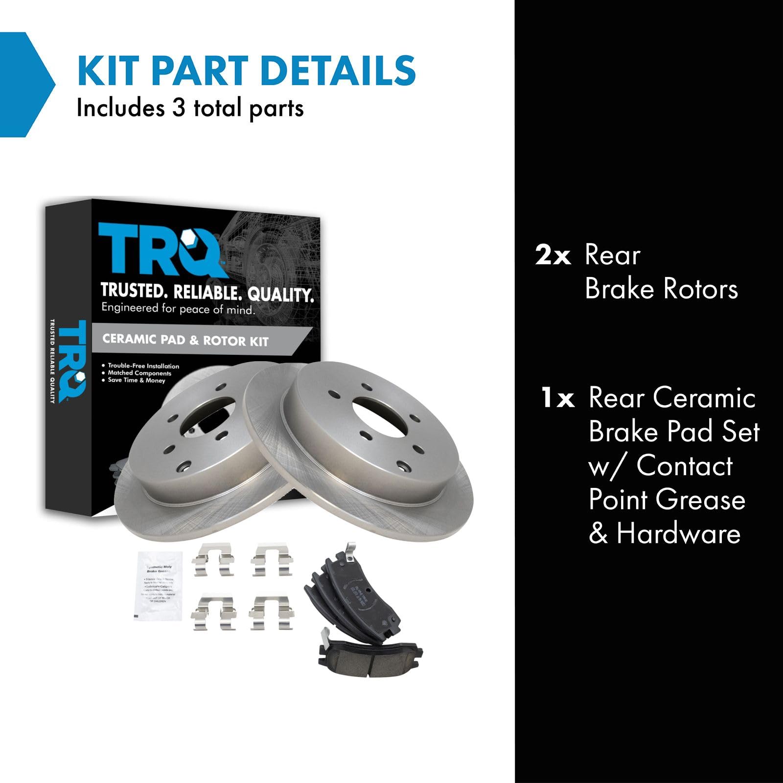 TRQ Rear Brake Pad & Rotor Kit Brake Pads Brake Rotor Ceramic Compatible with 2002-2007 Buick Rendezvous 2002-2004 Chevrolet Ven